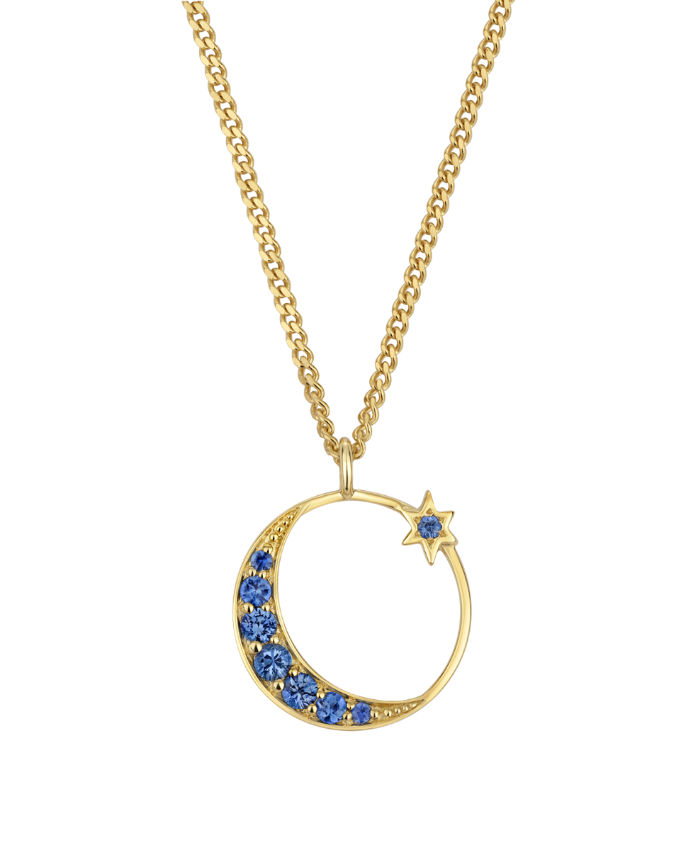 Celestia Necklace - 9k Yellow Gold, Ceylon Sapphire