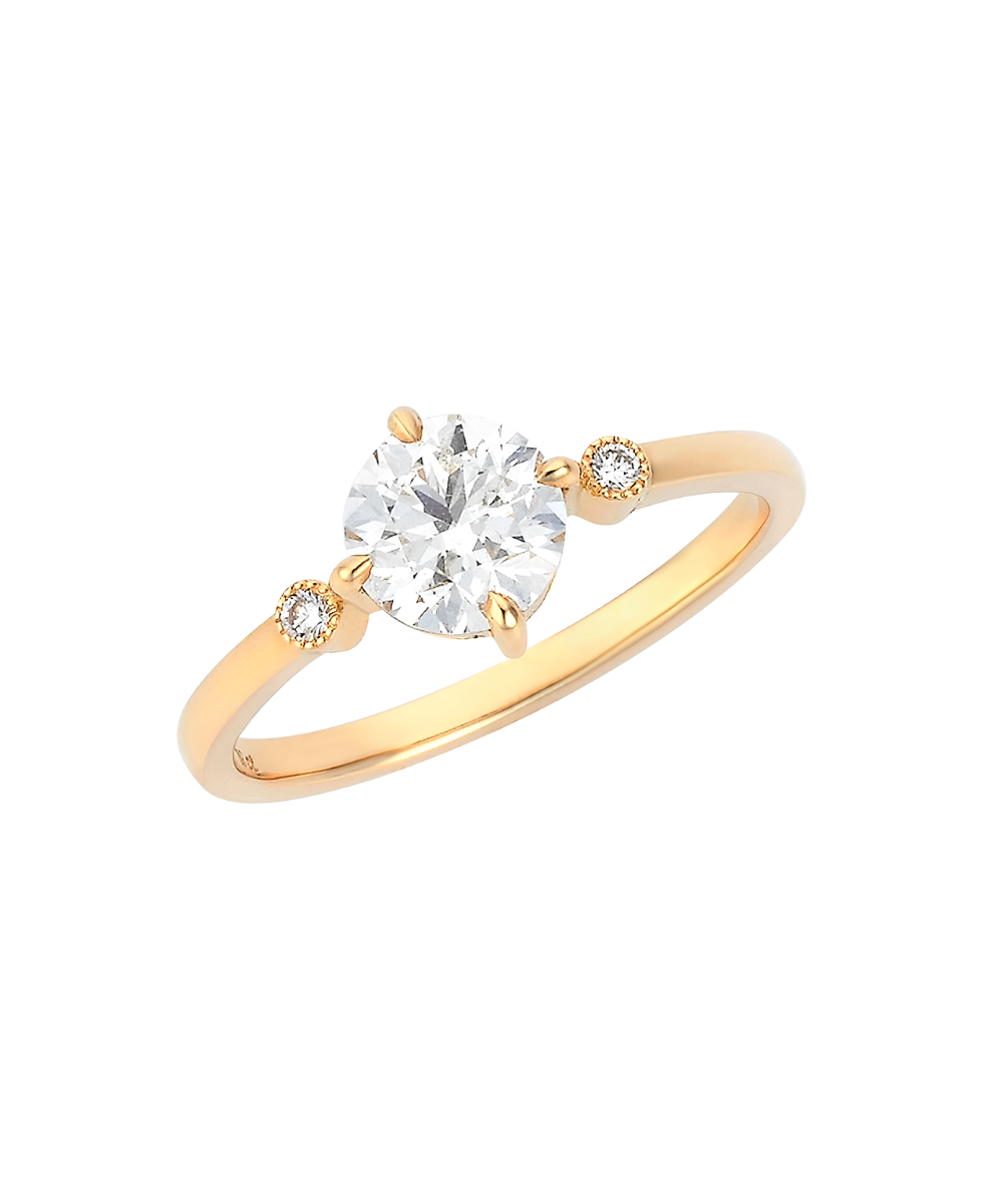 Claridad Engagement Ring - 18k Yellow Gold, Round Cut Diamond 1.03 carat