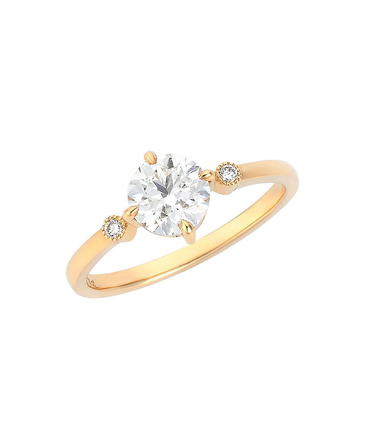 Claridad Engagement Ring - 18k Yellow Gold, Round Cut Diamond 1.03 carat