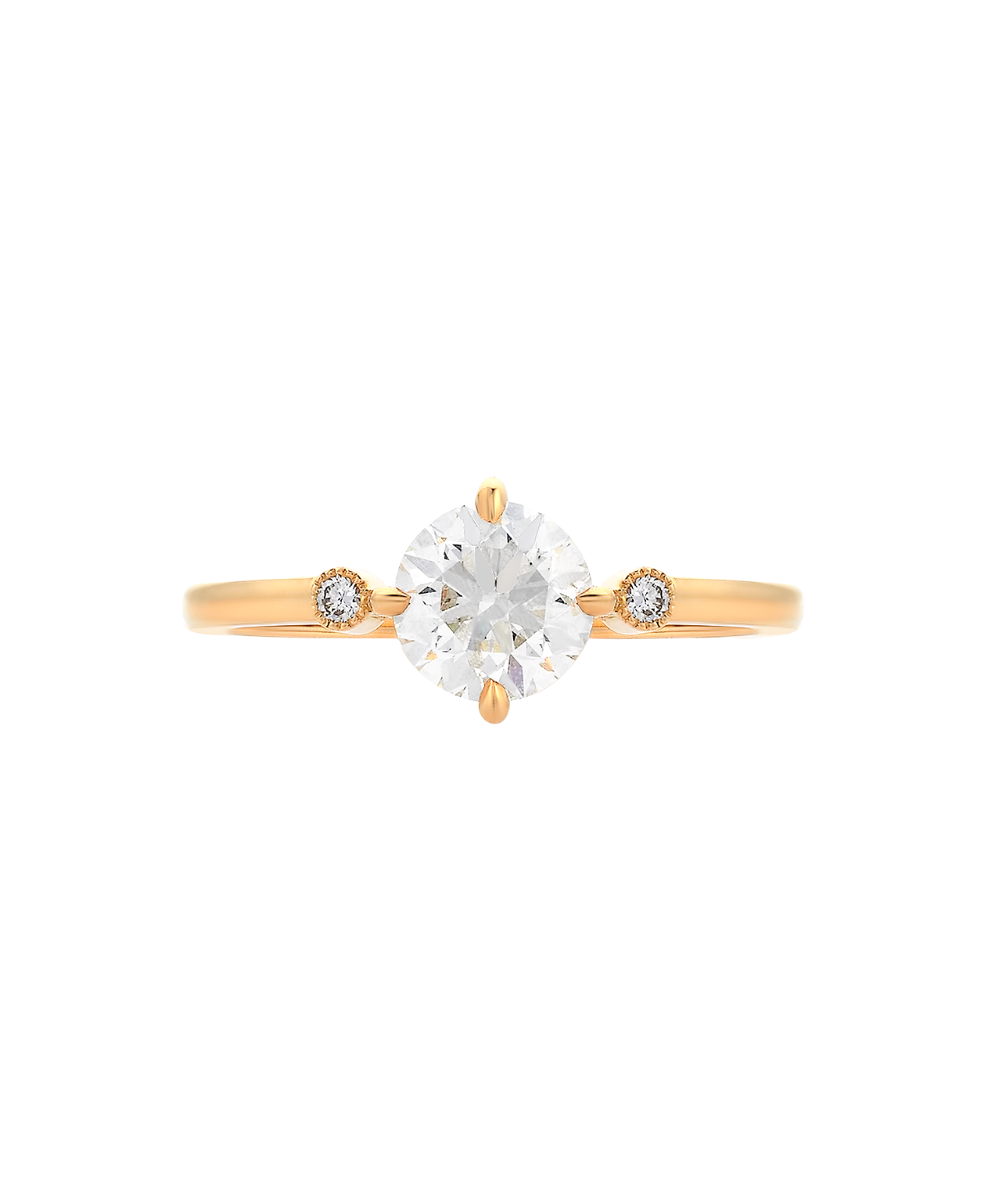 Claridad Engagement Ring - 18k Yellow Gold, Round Cut Diamond 1.03 carat