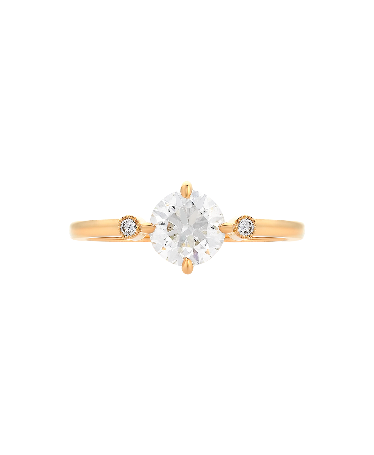 Claridad Engagement Ring - 18k Yellow Gold, Round Cut Diamond 1.03 carat