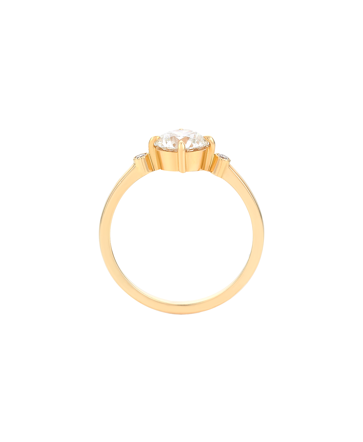 Claridad Engagement Ring - 18k Yellow Gold, Round Cut Diamond 1.03 carat