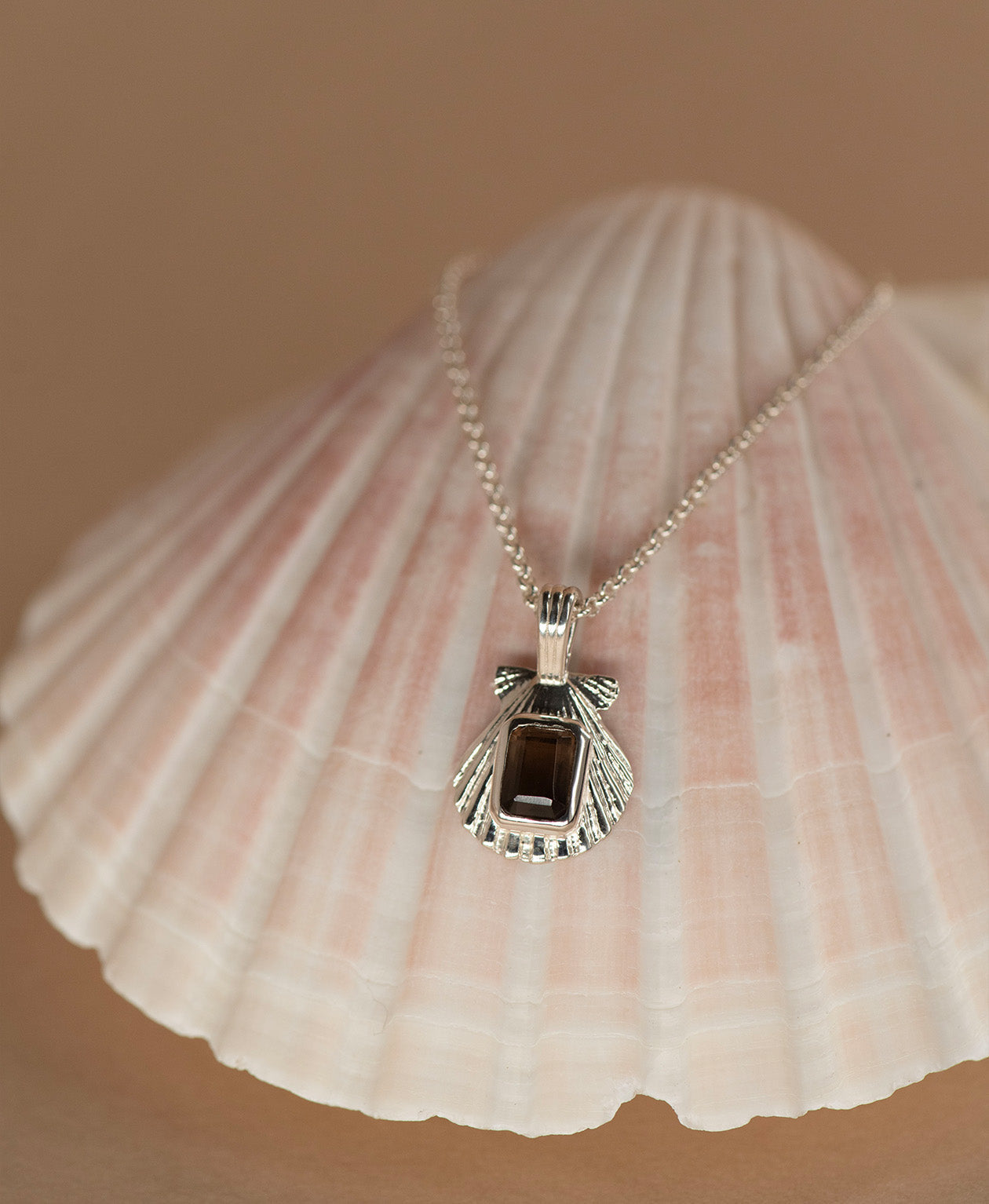 Cordelia Necklace - 925 Sterling Silver, Smoky Quartz