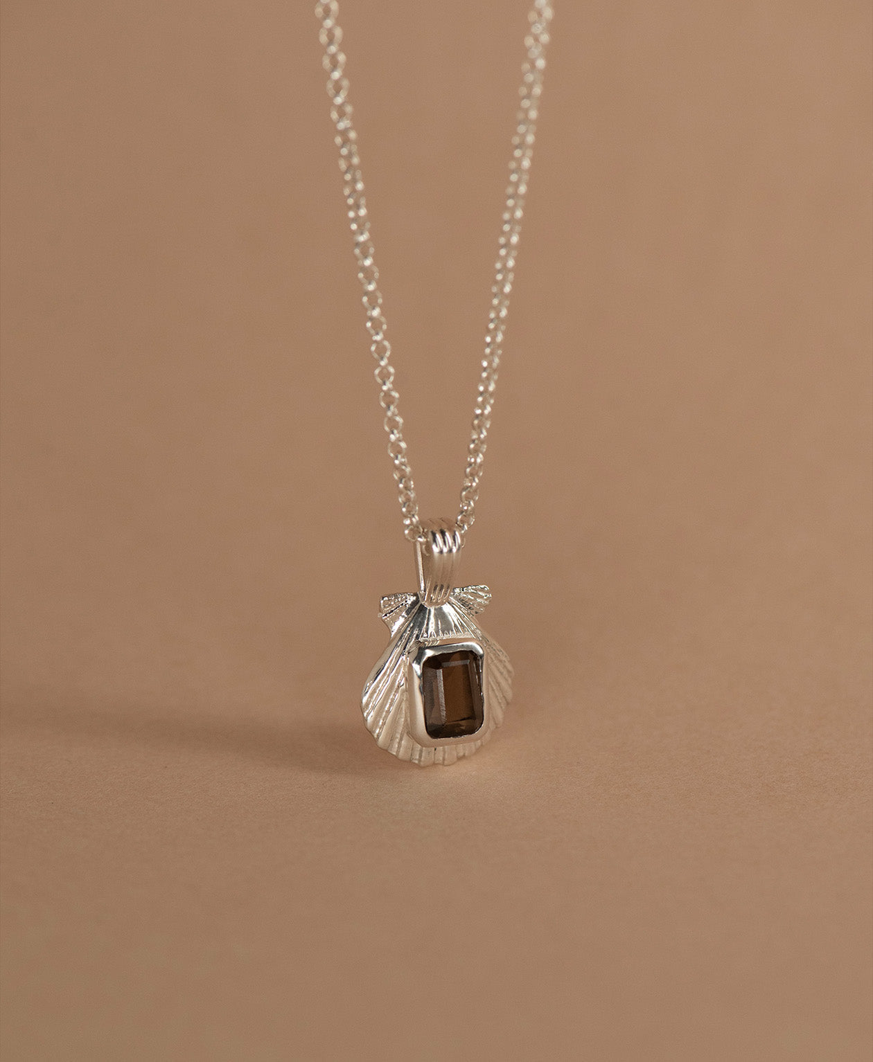 Cordelia Necklace - 925 Sterling Silver, Smoky Quartz