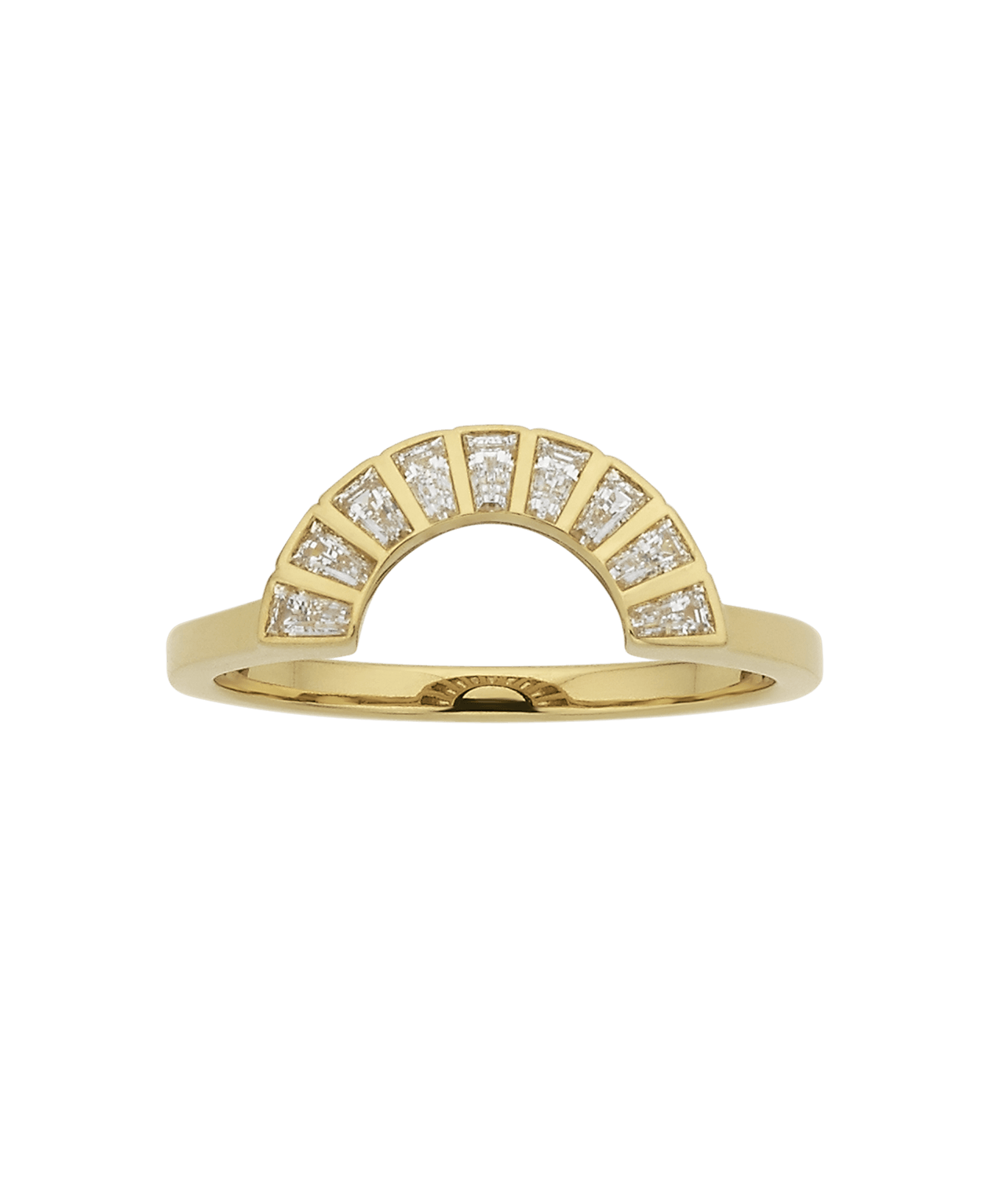 Deco Sun Band - 18k Yellow Gold, Tapered Baguette Cut Lab Grown Diamond 0.29 carat