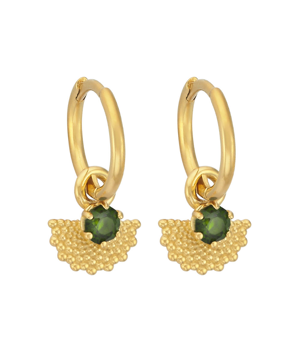 Eos Earrings - 22k Gold Vermeil, Chrome Diopside