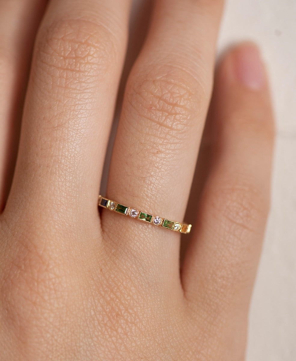 Fidem Band - 18k Yellow Gold, Rainbow of Sapphires