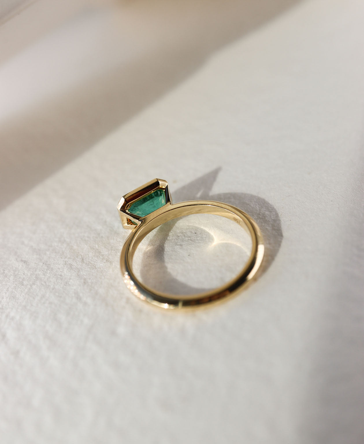 Frida Engagement Ring - 18k Yellow Gold, Emerald Cut Emerald 1.04 carat