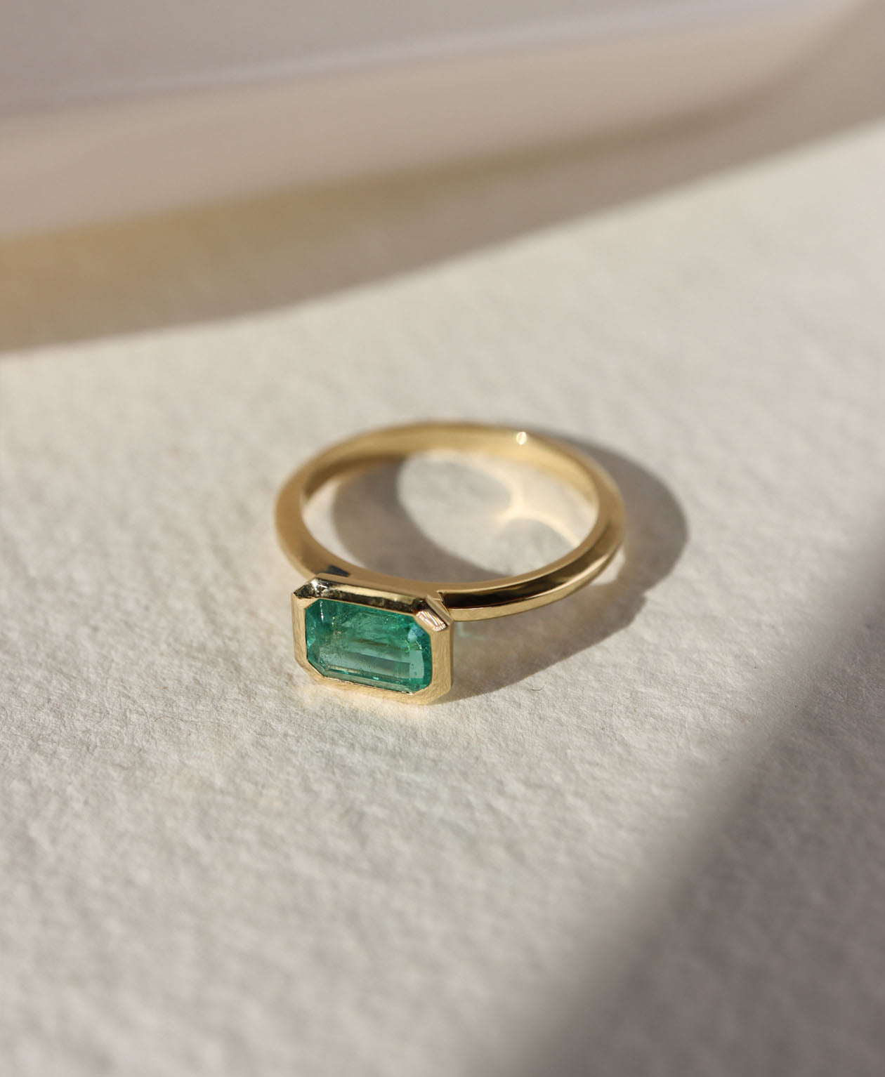 Frida Engagement Ring - 18k Yellow Gold, Emerald Cut Emerald 1.04 carat