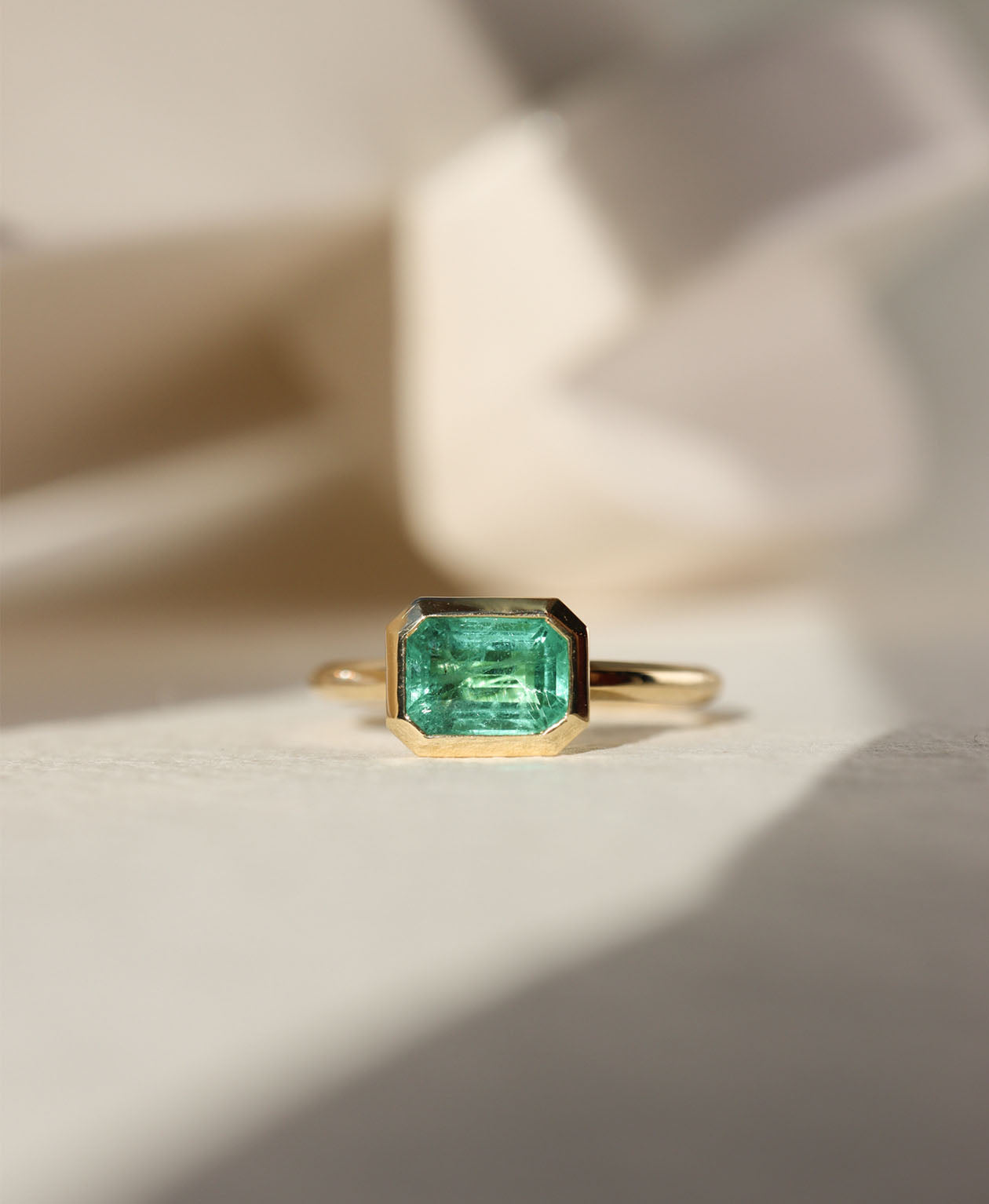 Frida Engagement Ring - 18k Yellow Gold, Emerald Cut Emerald 1.04 carat