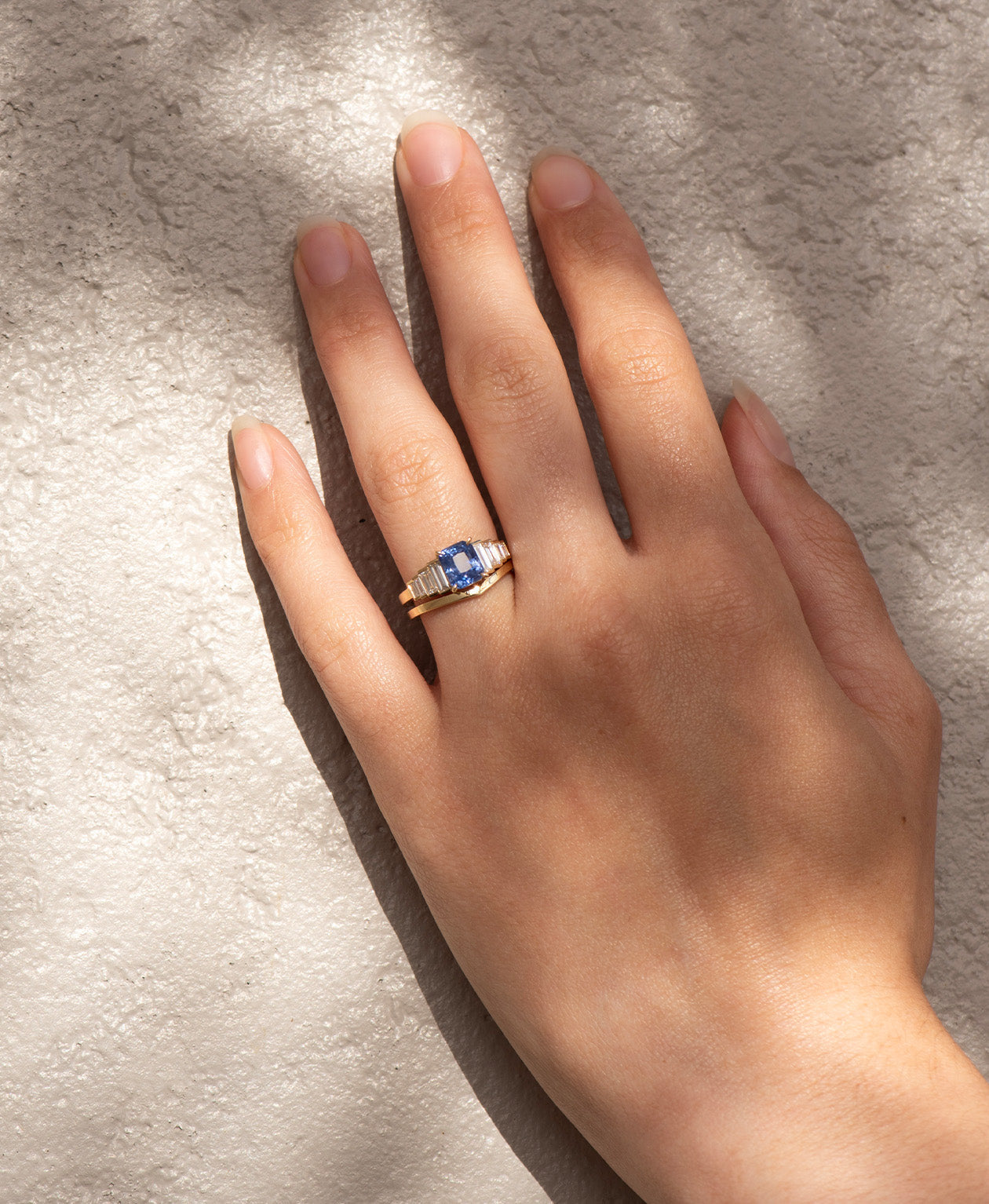 Fides Engagement Ring - 18k Yellow Gold, Radiant Cut Blue Sapphire 2.05 carat