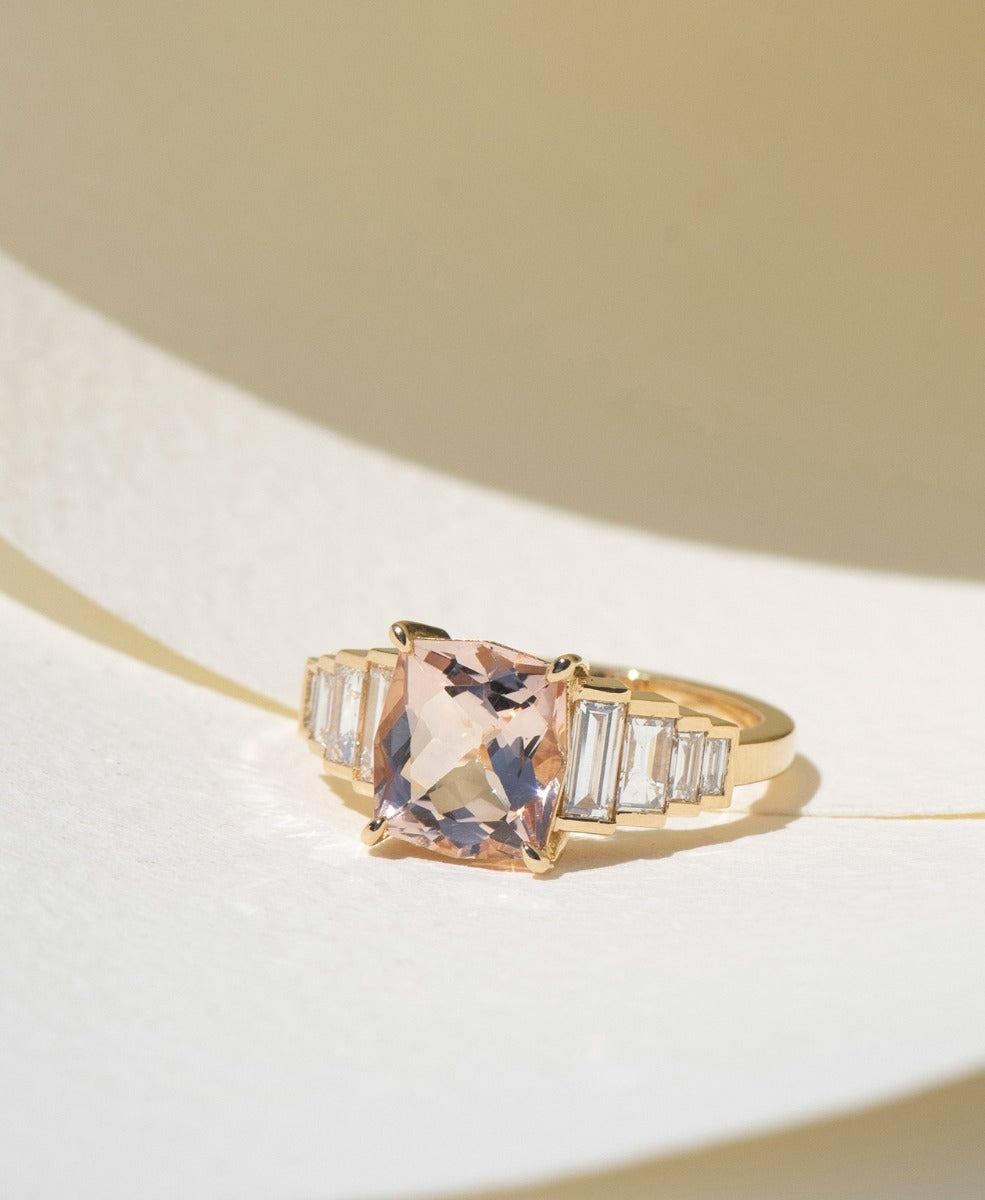 Fides Engagement Ring - 18k Yellow Gold,  Morganite 2.7 carat