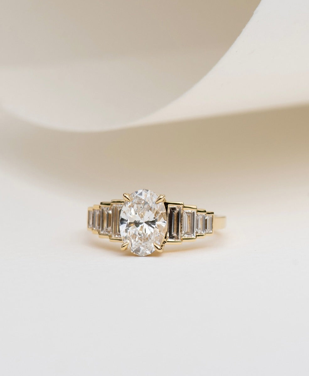 Fides Engagement Ring - 18k Yellow Gold, Oval Brilliant Cut Lab Grown Diamond 1.50 carat