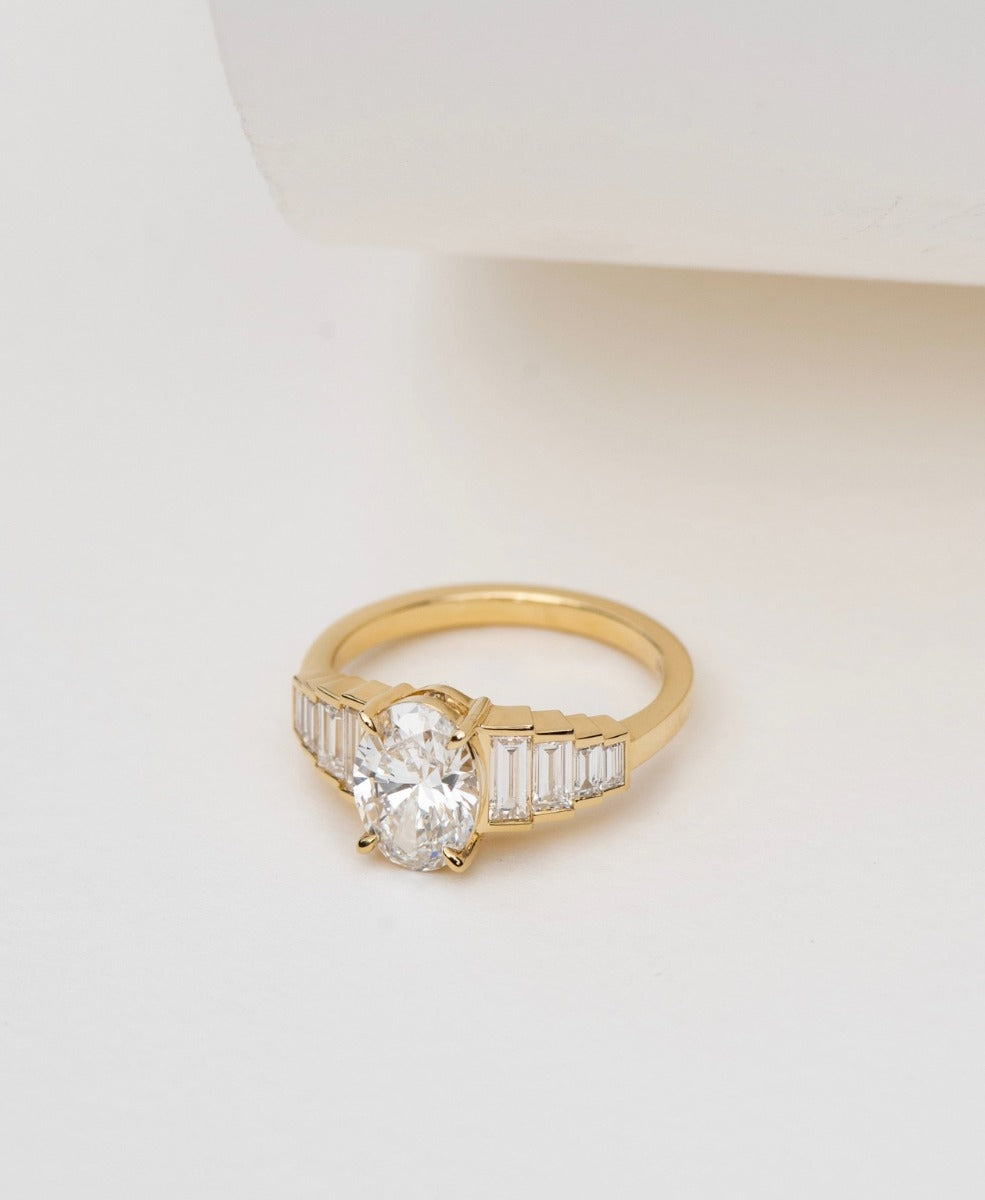 Fides Engagement Ring - 18k Yellow Gold, Oval Brilliant Cut Lab Grown Diamond 1.50 carat