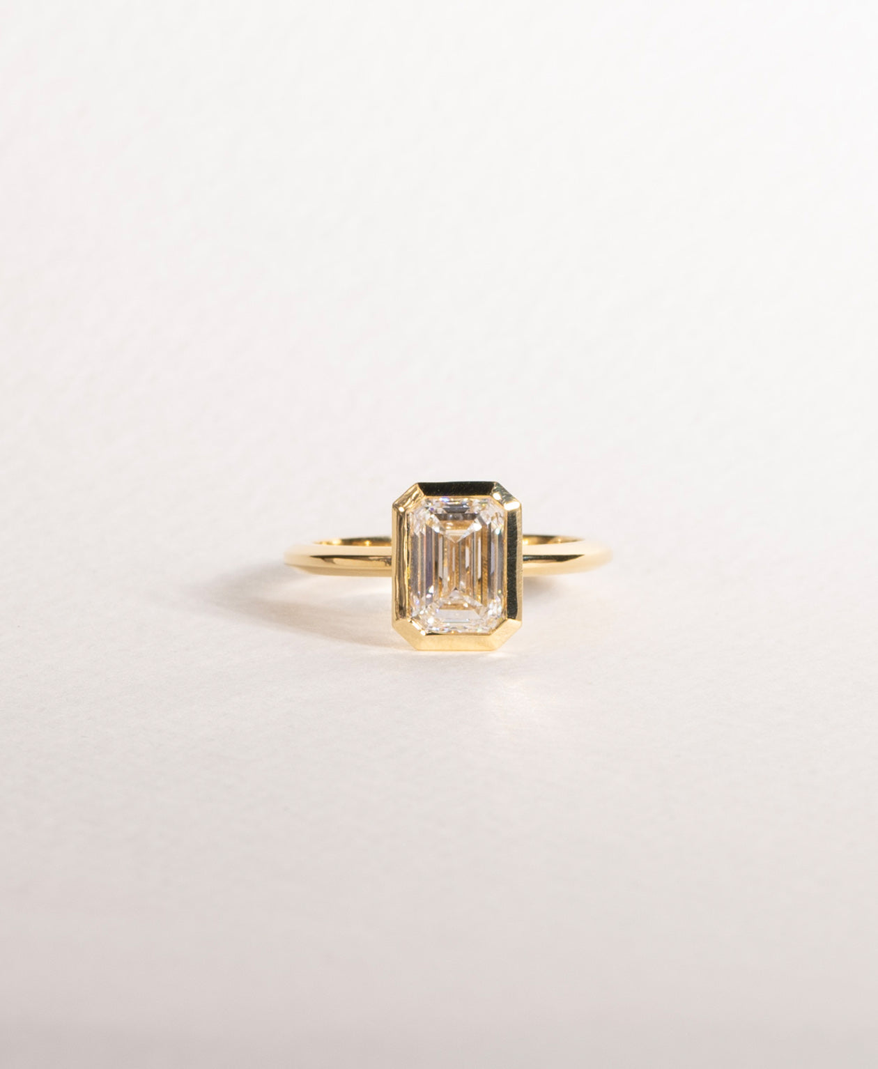 Frida Engagement Ring - 18k Yellow Gold, Emerald Cut Lab Grown Diamond 2.0 carat