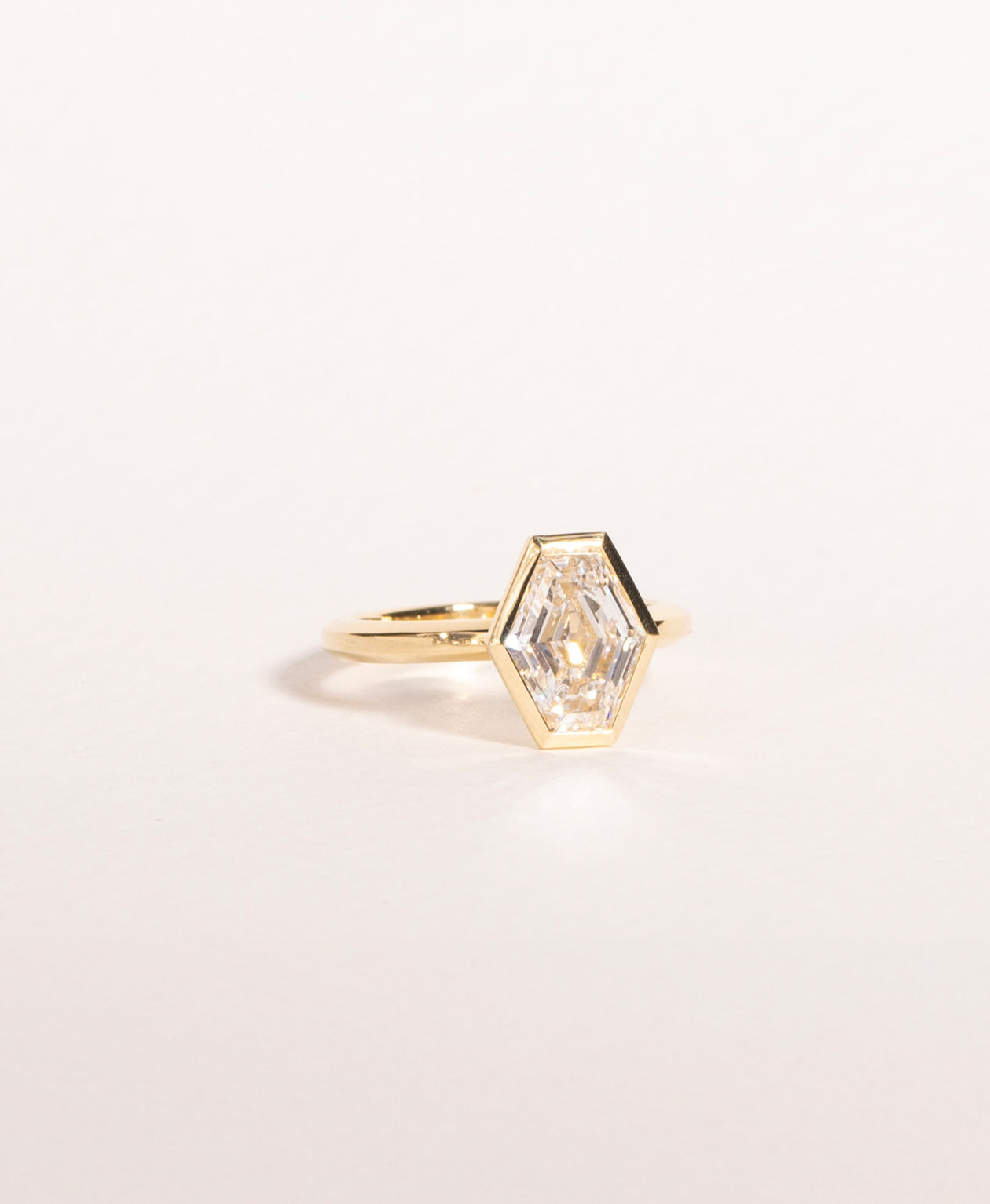 Frida Engagement Ring - 18k Yellow Gold, Elongated Hexagonal Step Cut Lab Grown Diamond 2.32 carat