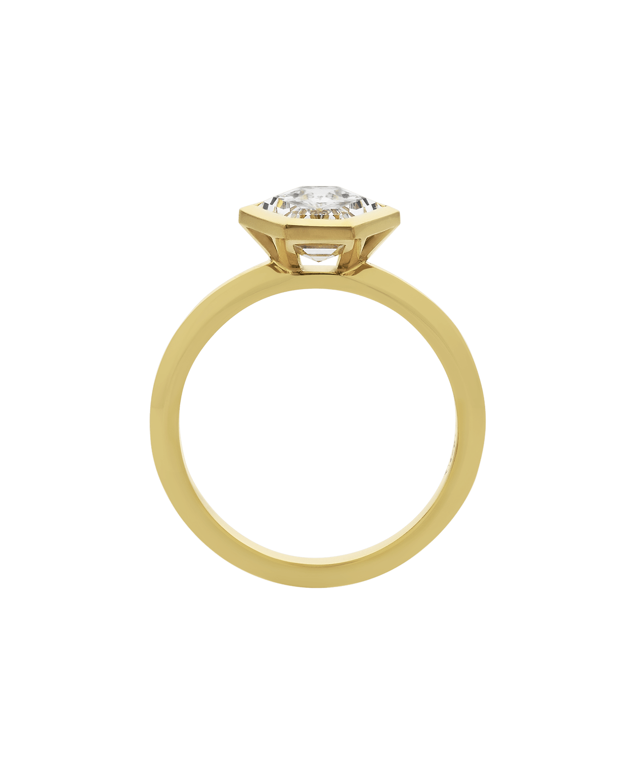 Frida Engagement Ring - 18k Yellow Gold, Elongated Hexagonal Step Cut Lab Grown Diamond 2.32 carat