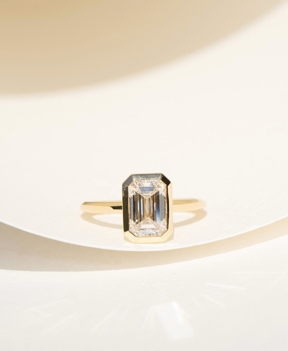 Frida Engagement Ring - 18k Yellow Gold, Emerald Cut Lab Grown Diamond 2.0 carat