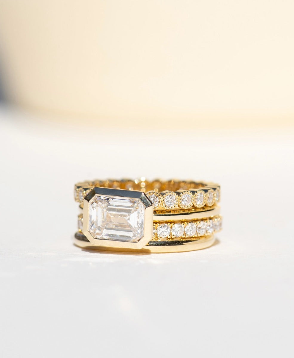 Frida Engagement Ring - 18k Yellow Gold, Emerald Cut Lab Grown Diamond 2.0 carat