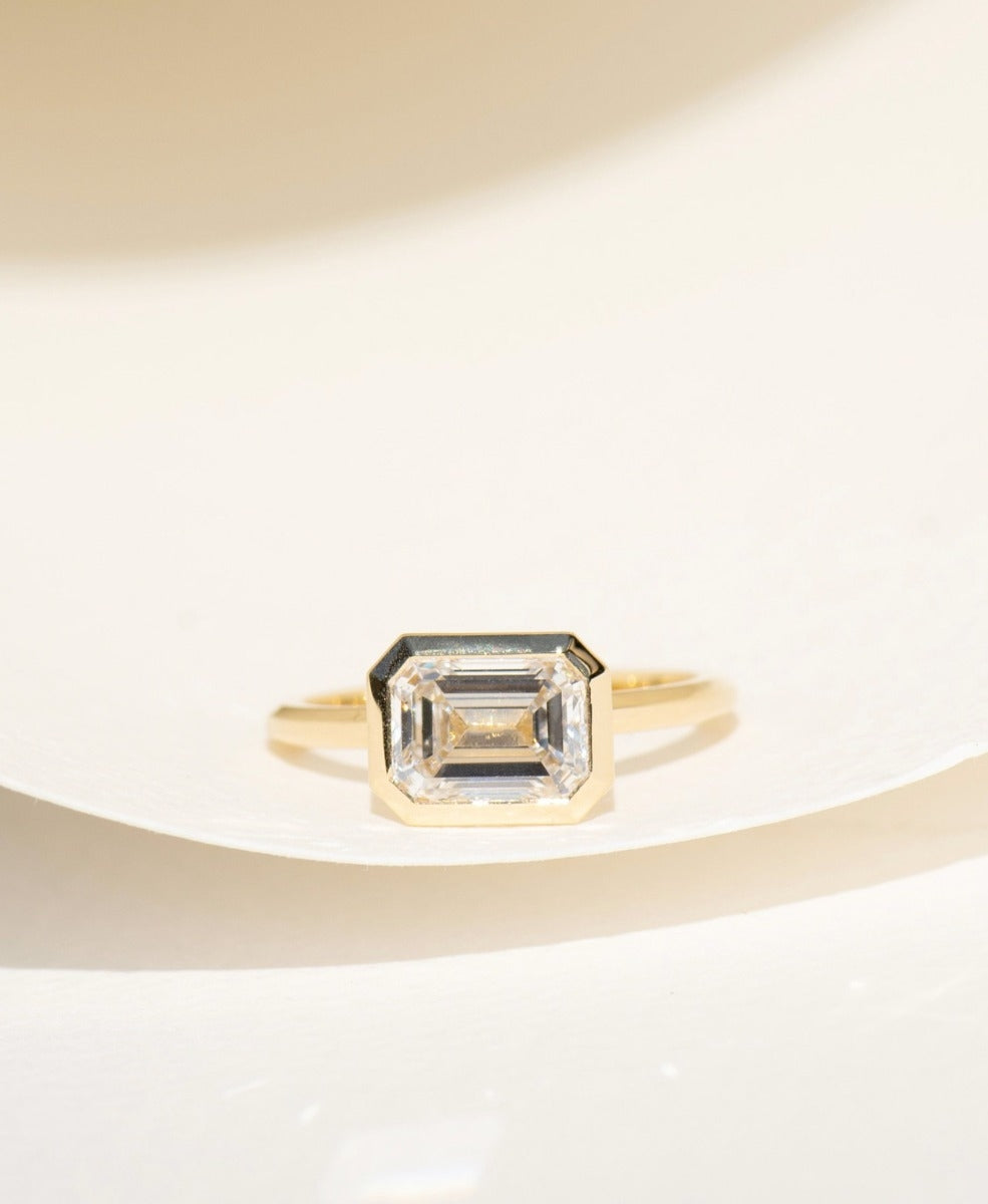 Frida Engagement Ring - 18k Yellow Gold, Emerald Cut Lab Grown Diamond 2.0 carat