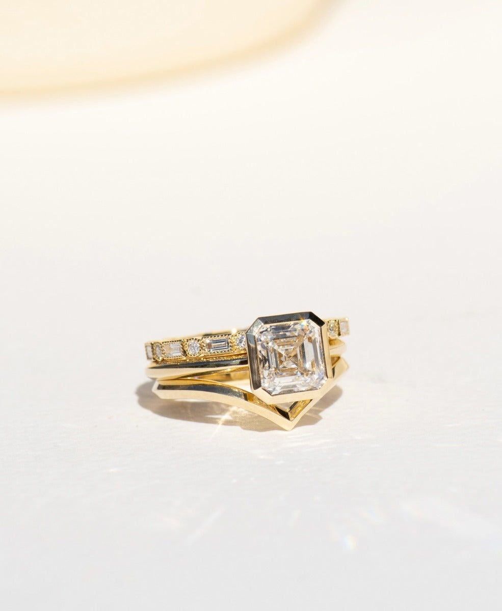 Frida Engagement Ring - 18k Yellow Gold, Asscher Cut Lab Grown Diamond 2.0 carat