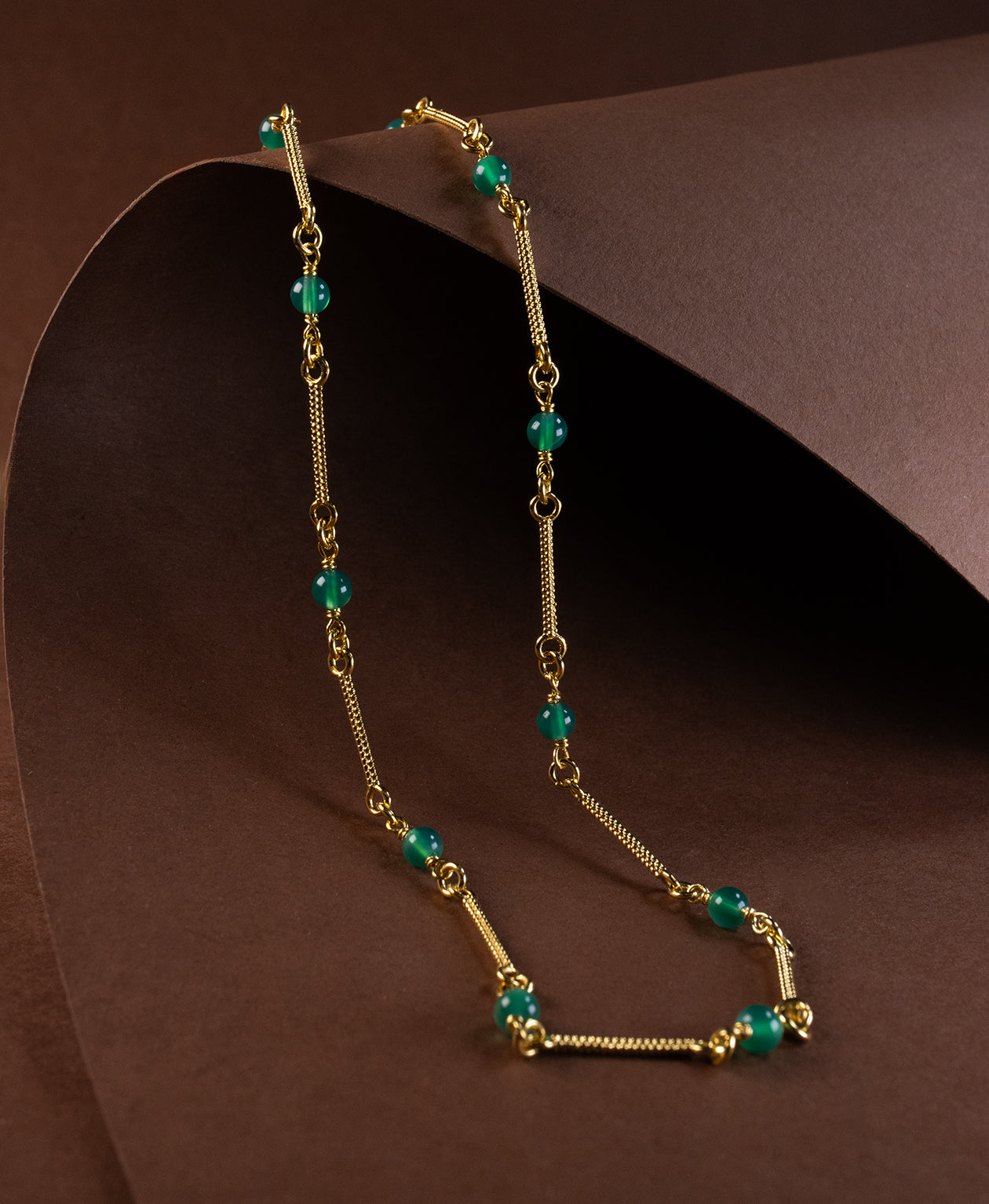 Clio Chain - 22k Gold Vermeil, Green Agate