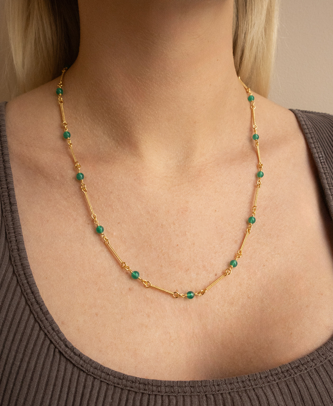 Clio Chain - 22k Gold Vermeil, Green Agate
