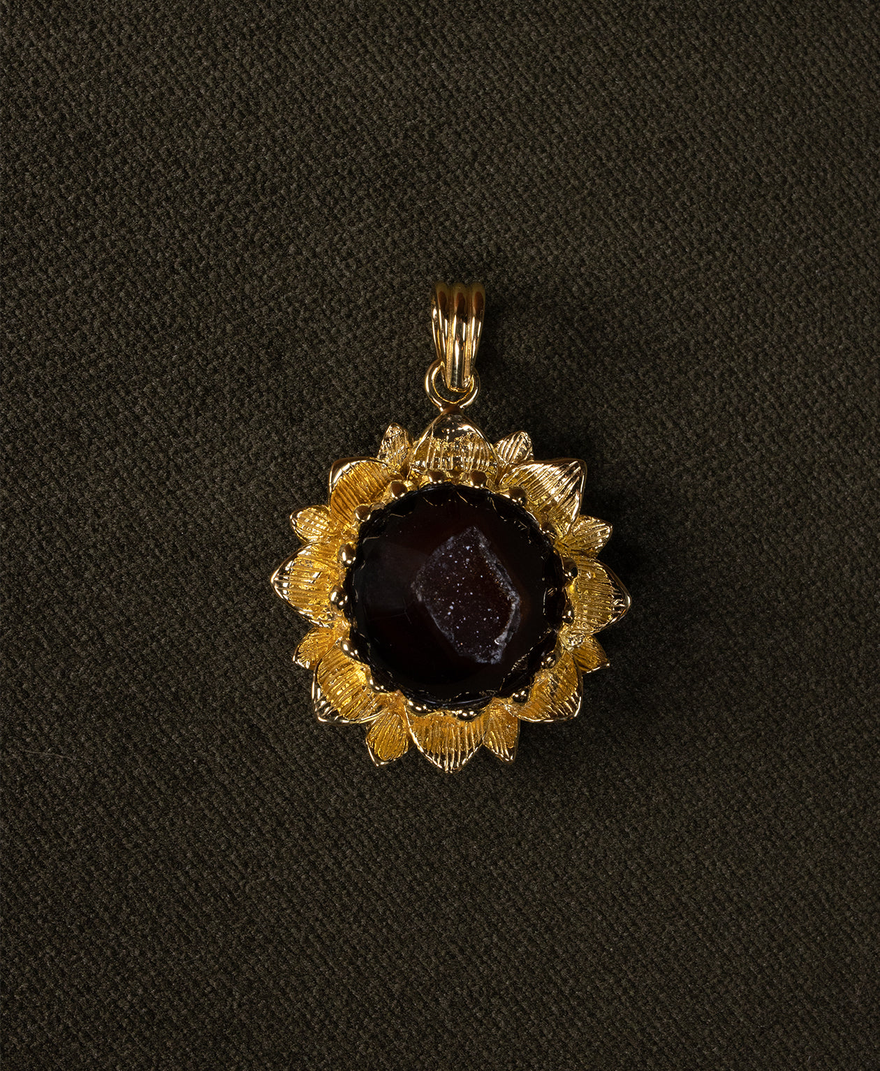 Elise Charm - 22k Gold Vermeil, Brown Druzy Agate