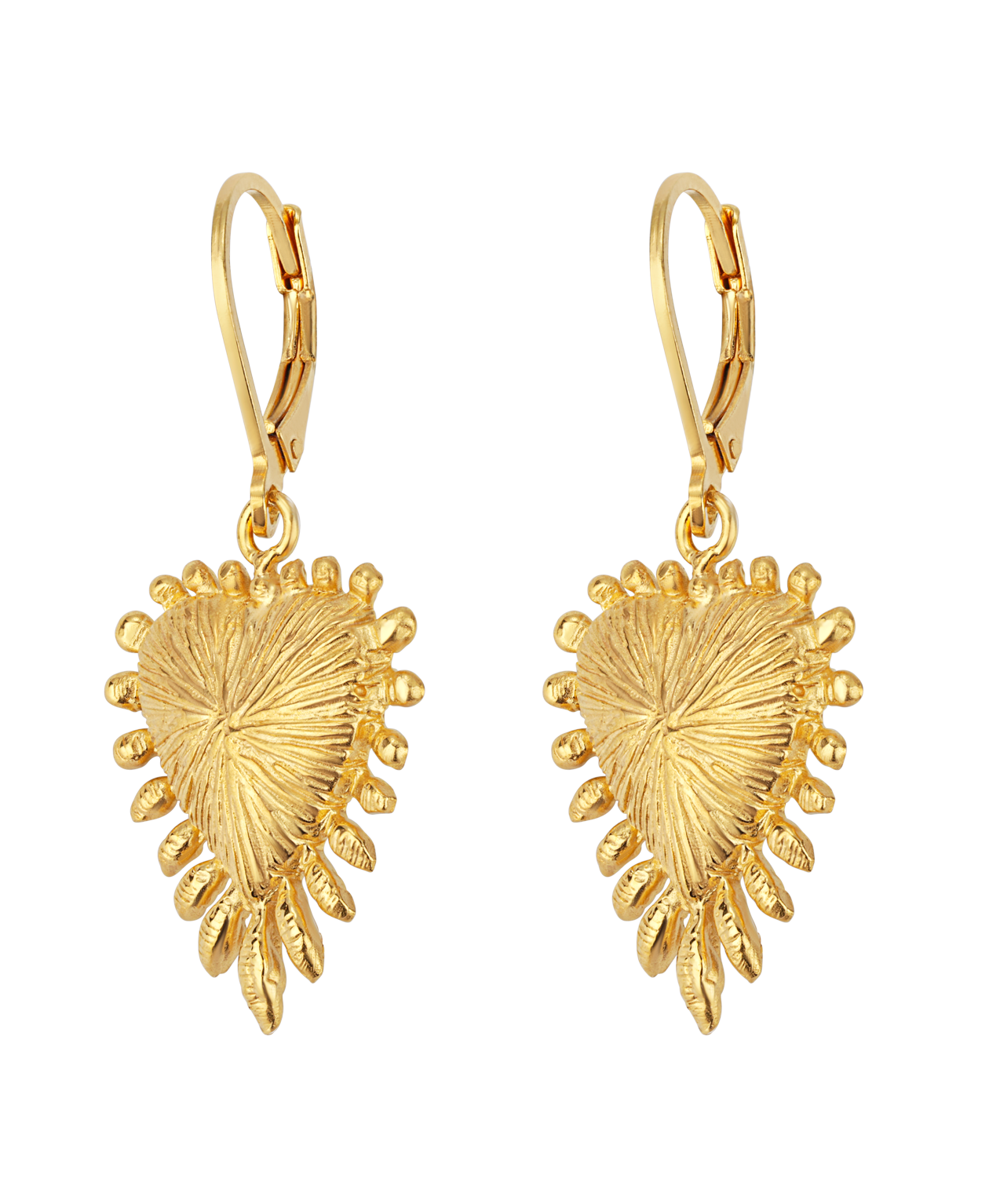 Heart Rays Earrings - 22k Gold Vermeil