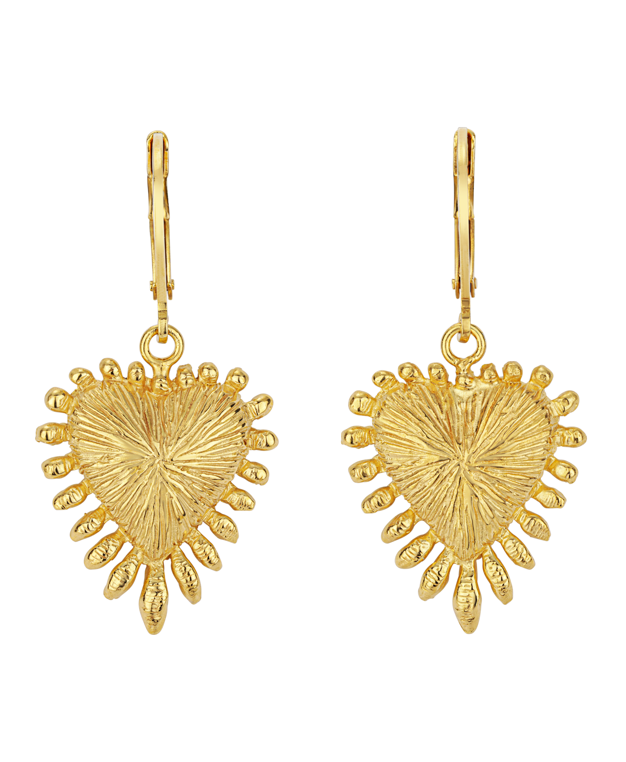 Heart Rays Earrings - 22k Gold Vermeil