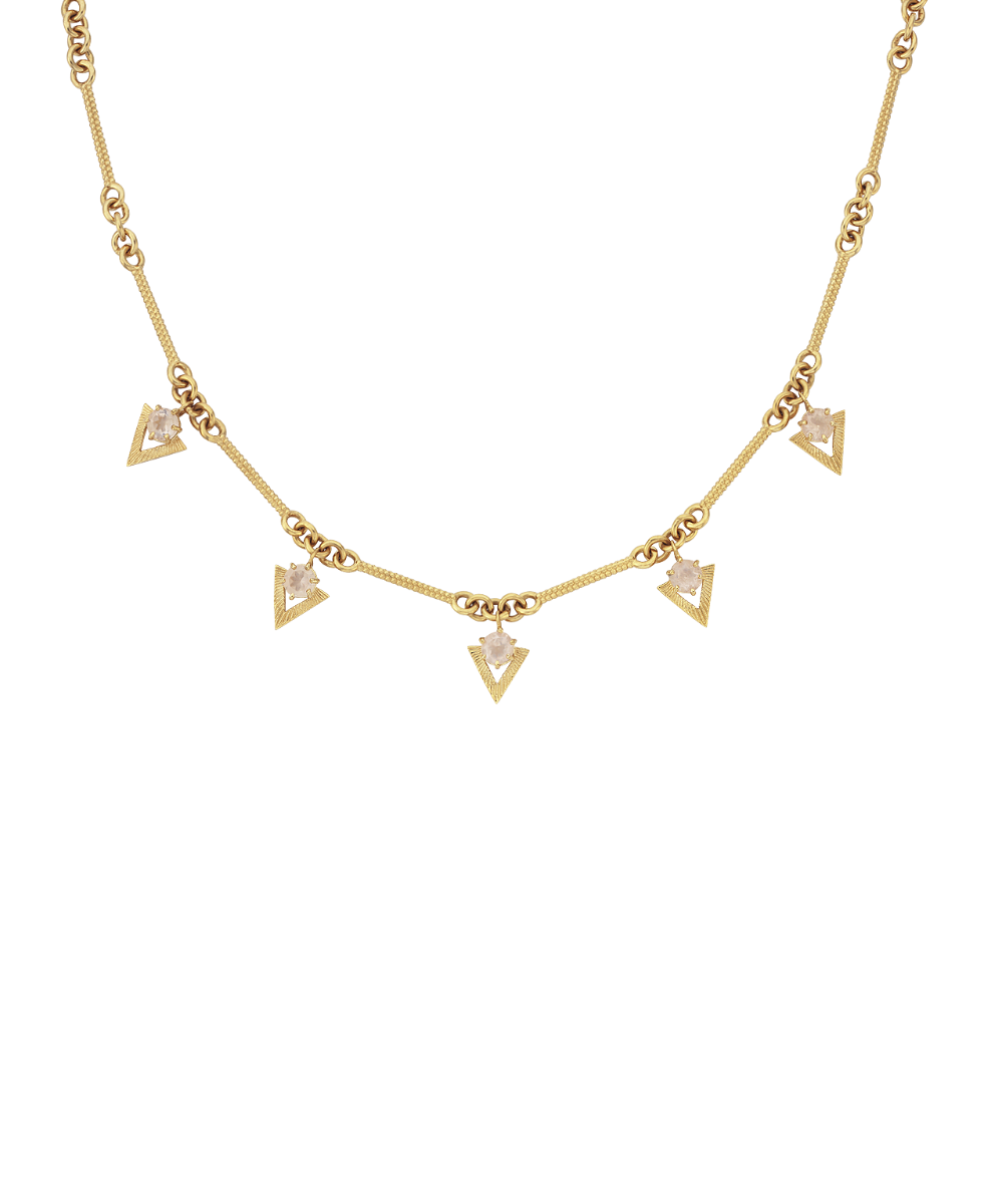 Hyacinth Necklace - 22k Gold Vermeil, Rose Quartz