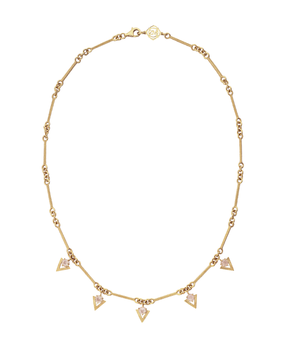 Hyacinth Necklace - 22k Gold Vermeil, Rose Quartz