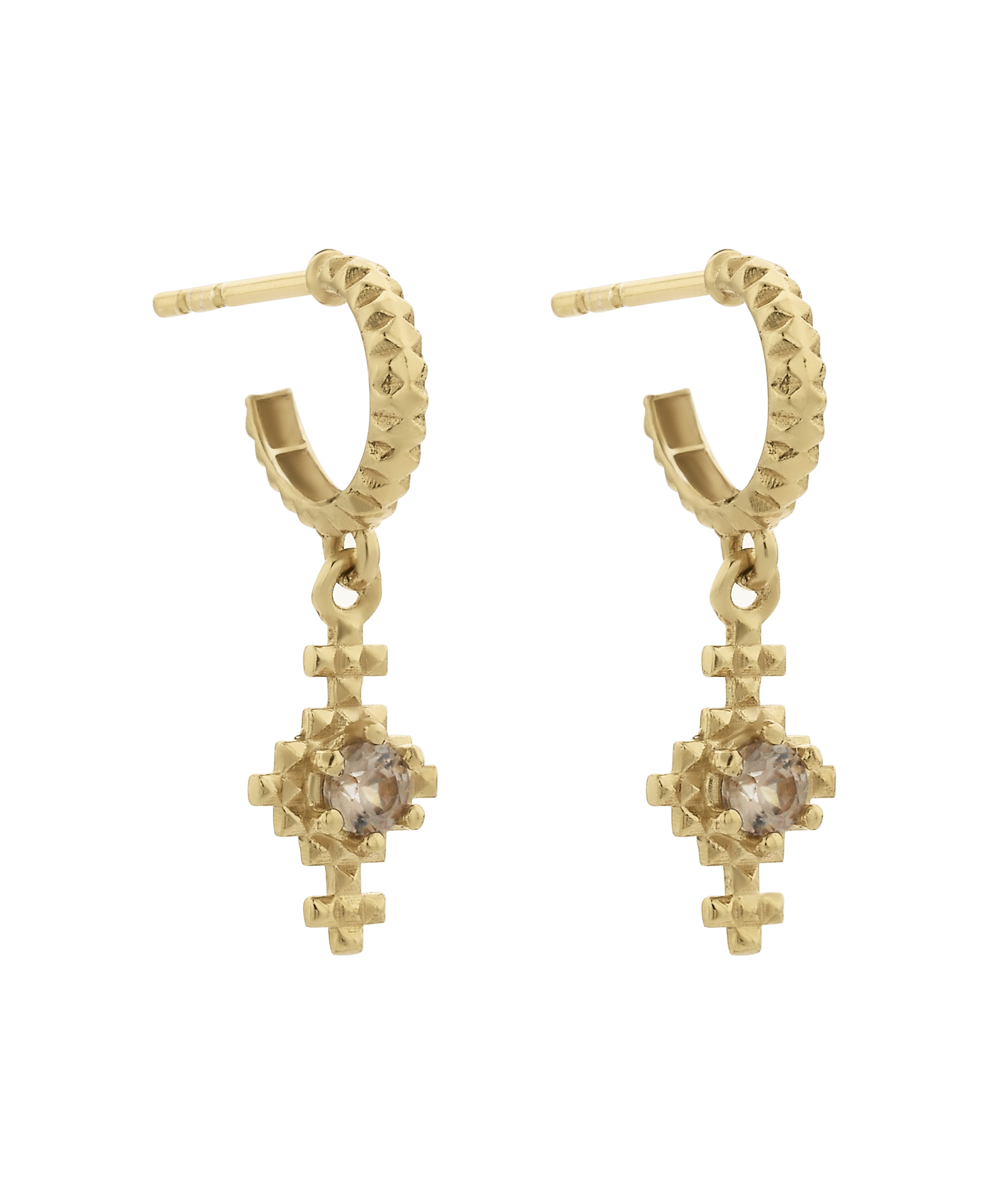 Indie Earrings -  22k Gold Vermeil, Peach Zircon