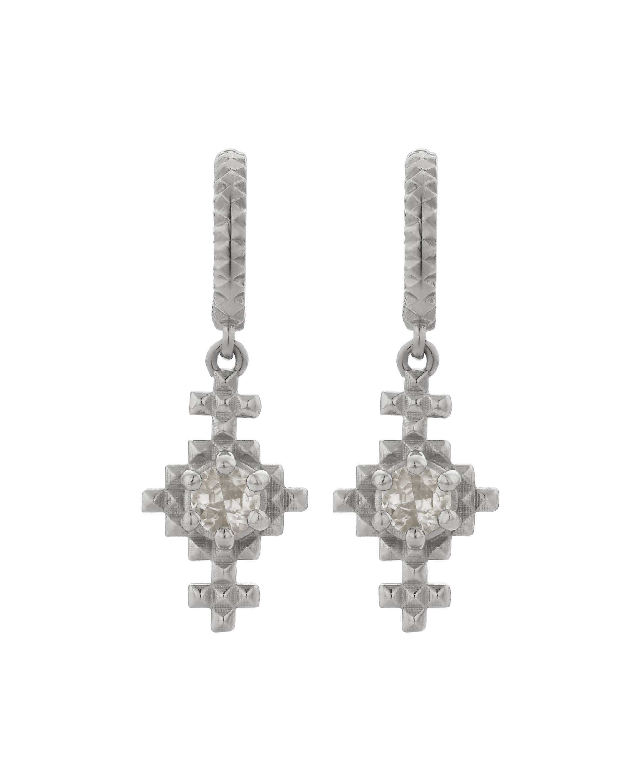 Indie Earrings - 925 Sterling Silver, Peach Zircon