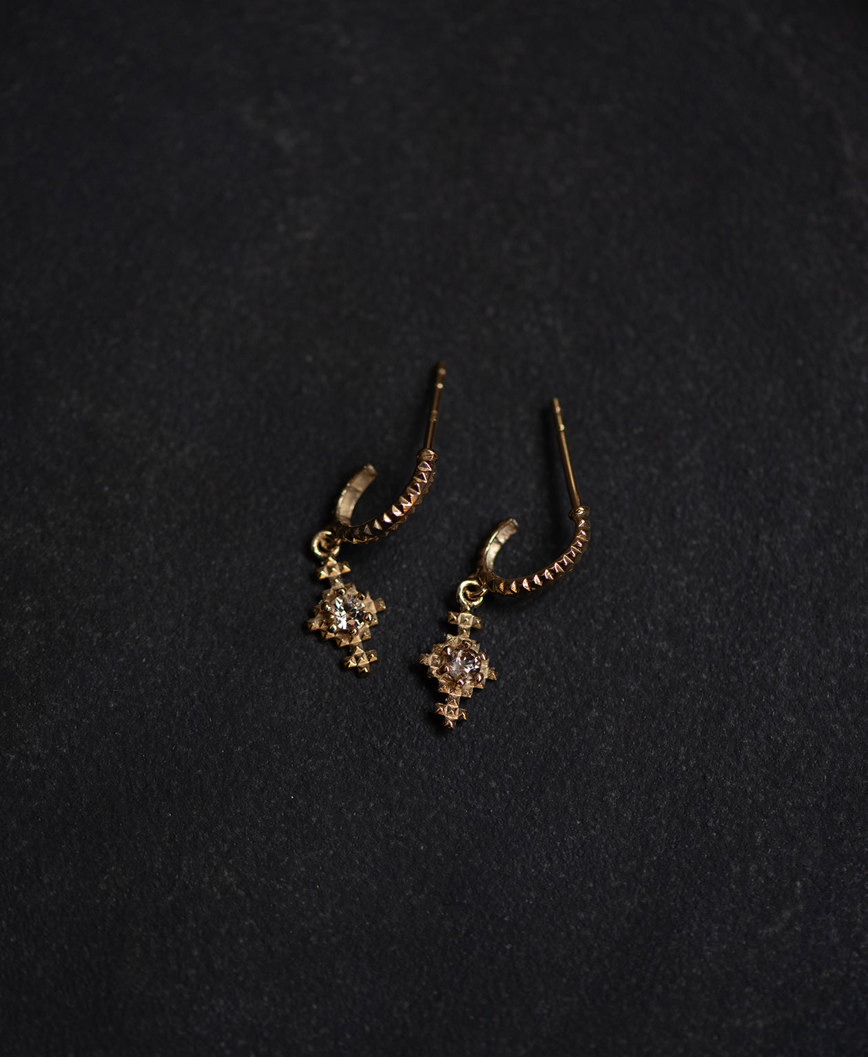 Indie Earrings -  22k Gold Vermeil, Peach Zircon