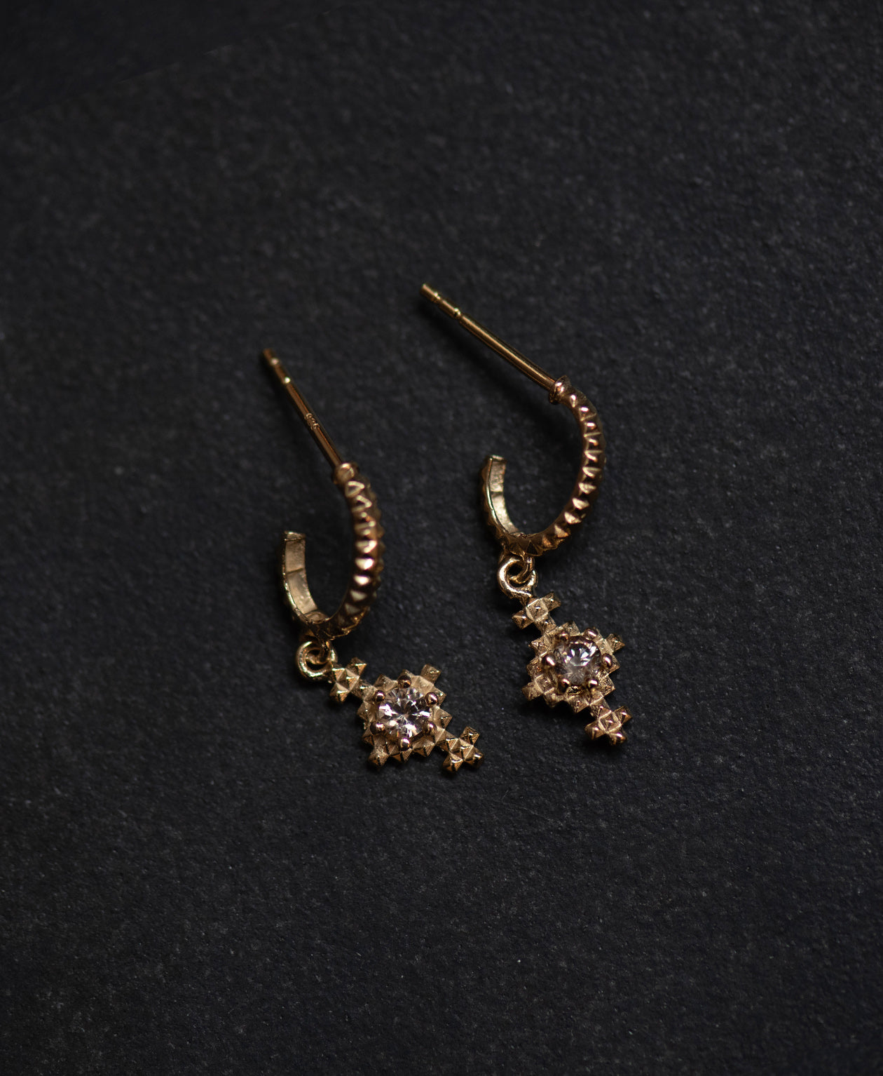 Indie Earrings -  22k Gold Vermeil, Peach Zircon