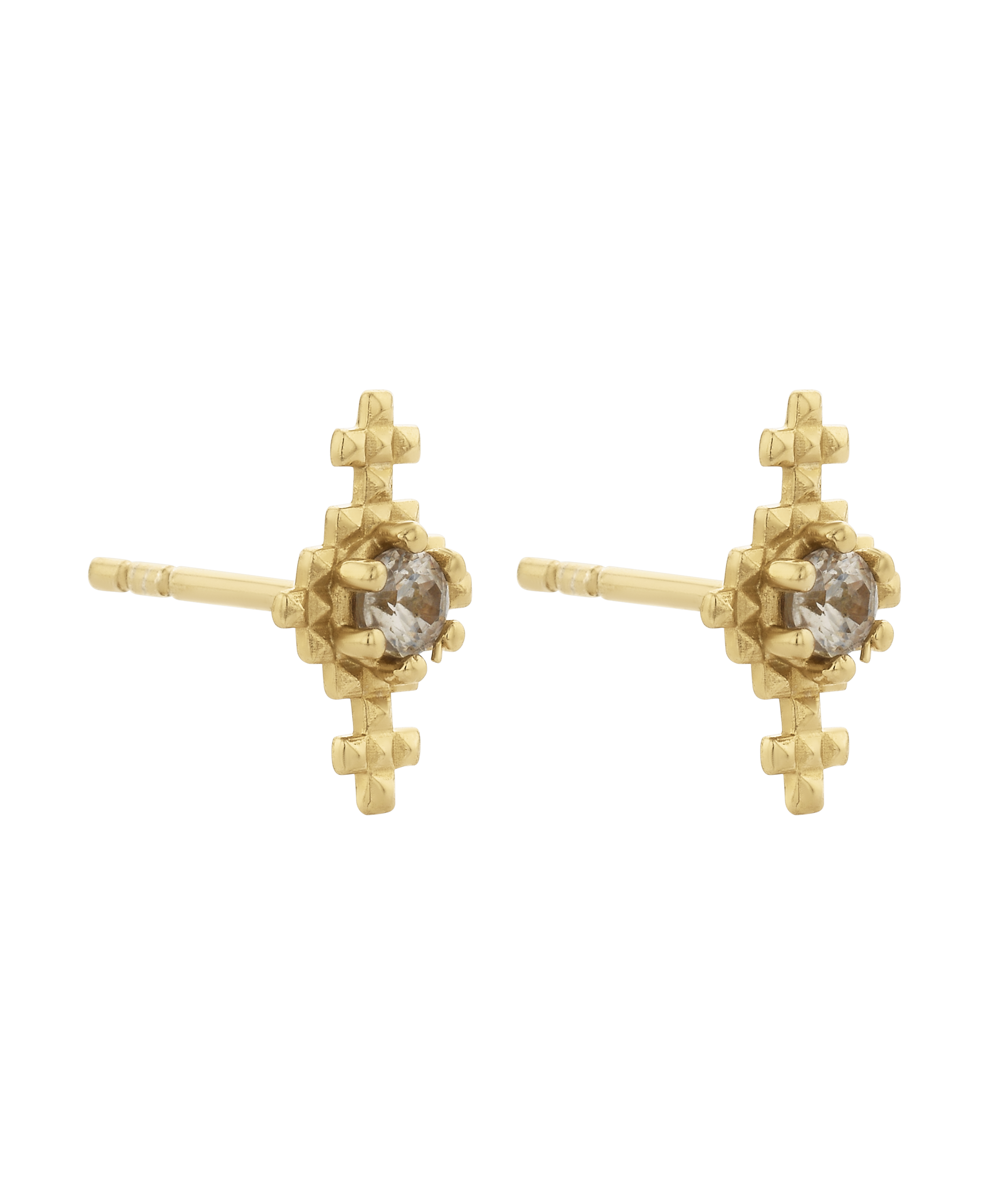 Indie Studs - 22k Gold Vermeil, Peach Zircon