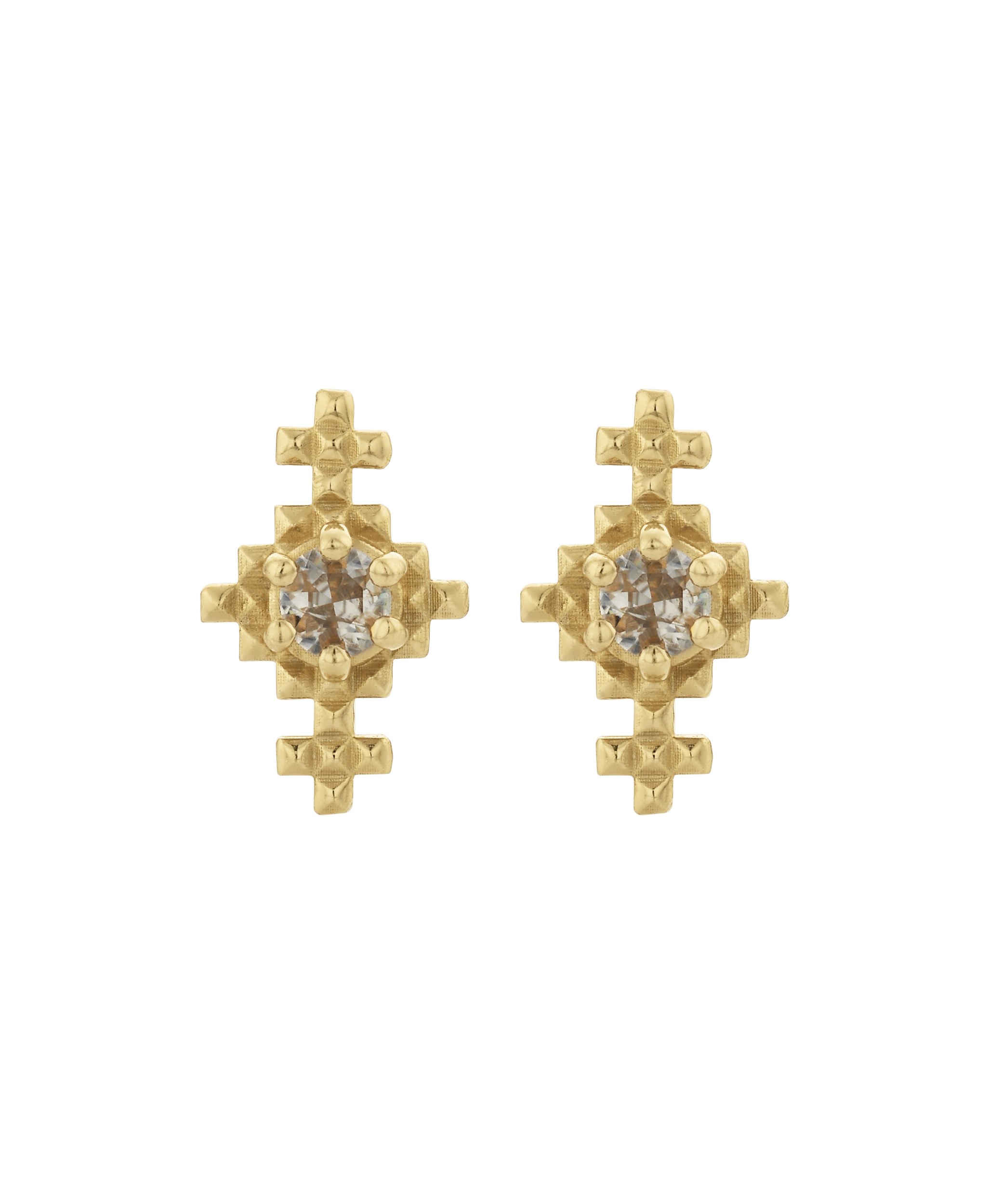 Indie Studs - 22k Gold Vermeil, Peach Zircon