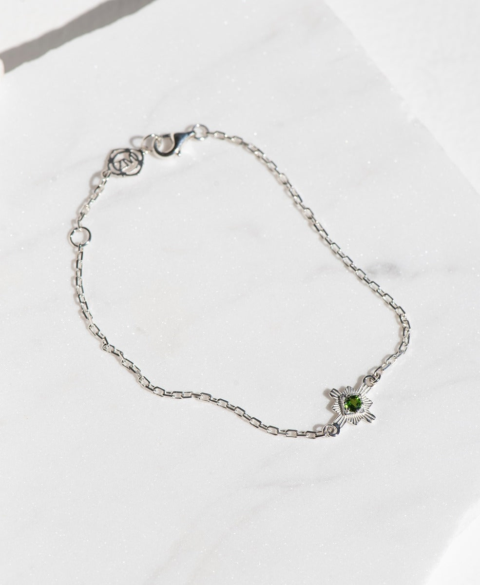 Inka Bracelet - 925 Sterling Silver, Chrome Diopside