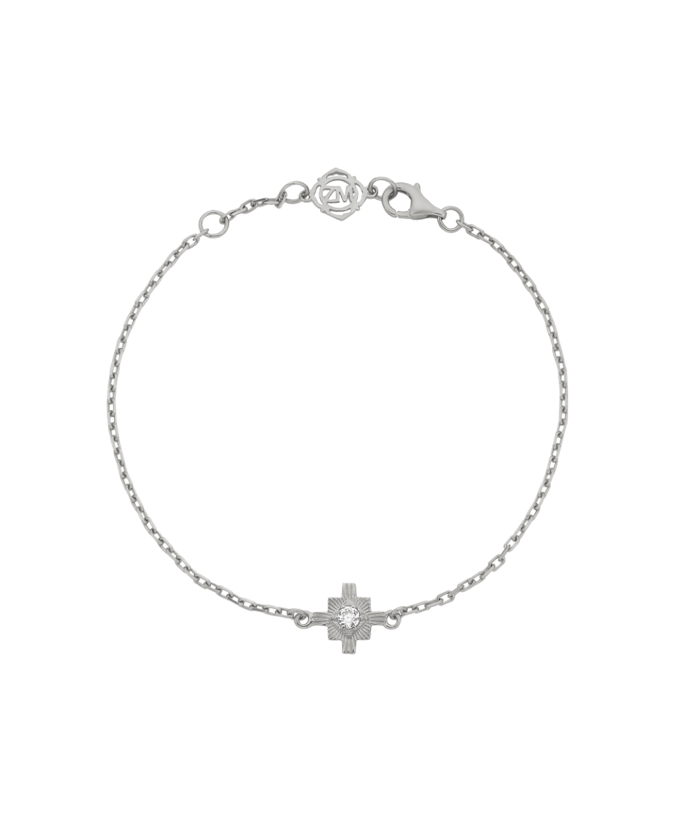 Inka Bracelet - 925 Sterling Silver, White Zircon