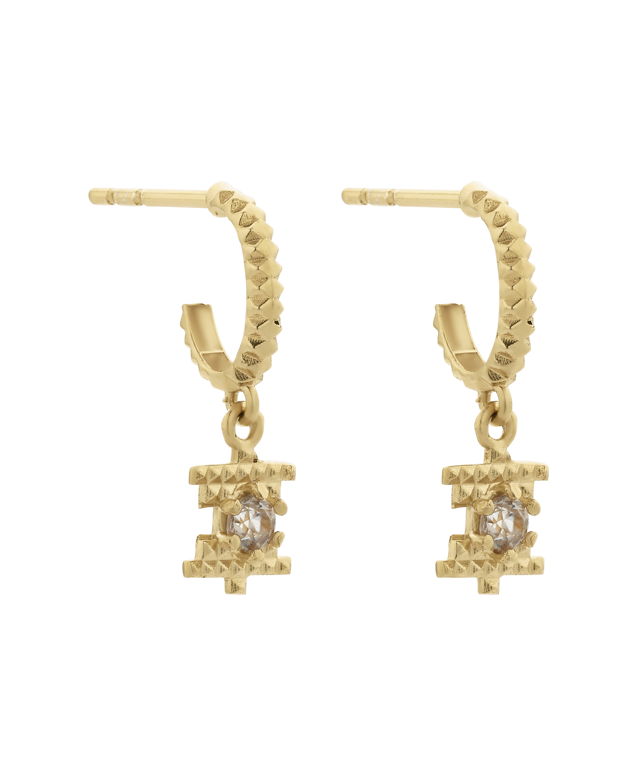 Inti Earrings -  22k Gold Vermeil, Peach Zircon