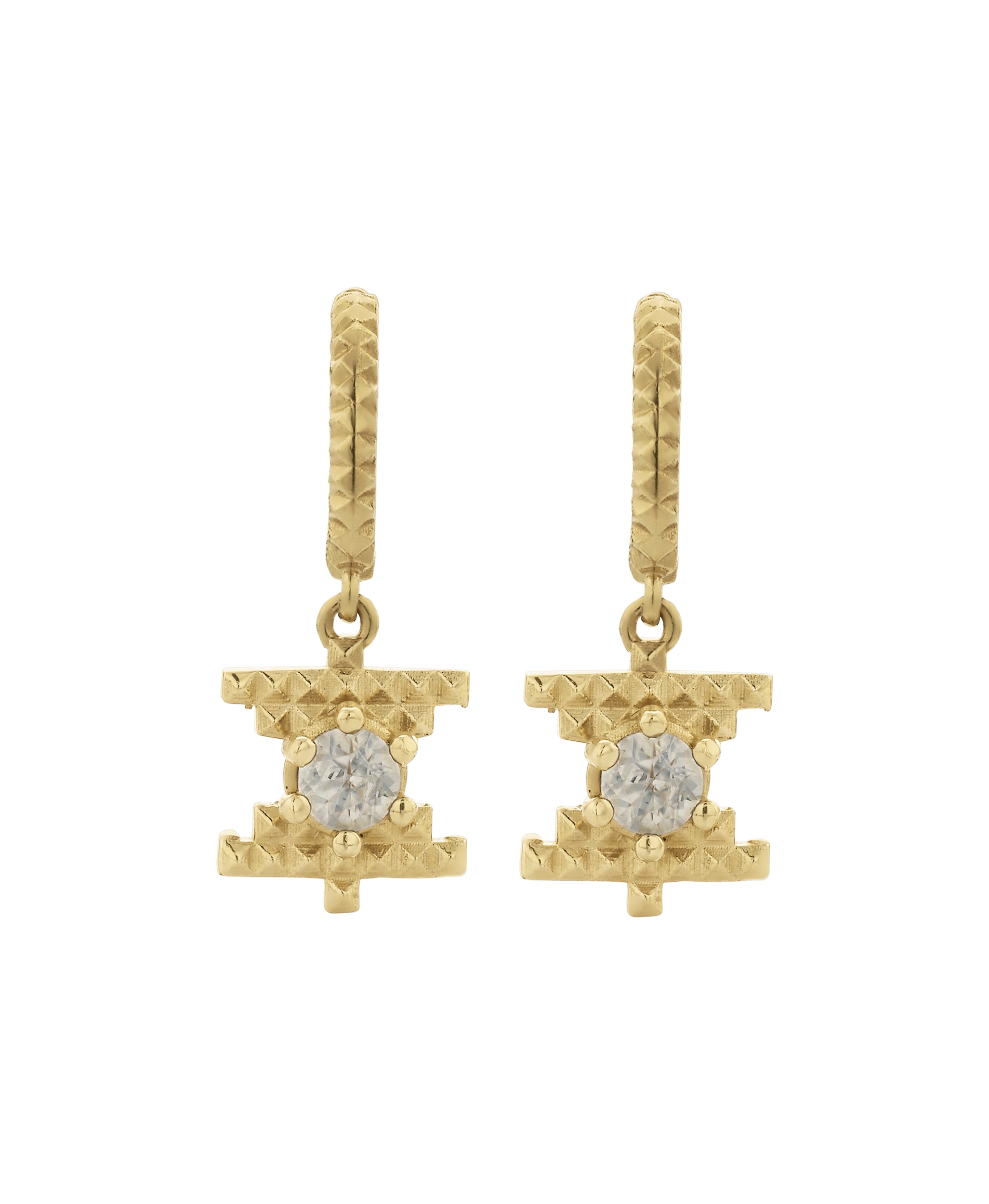 Inti Earrings -  22k Gold Vermeil, Peach Zircon