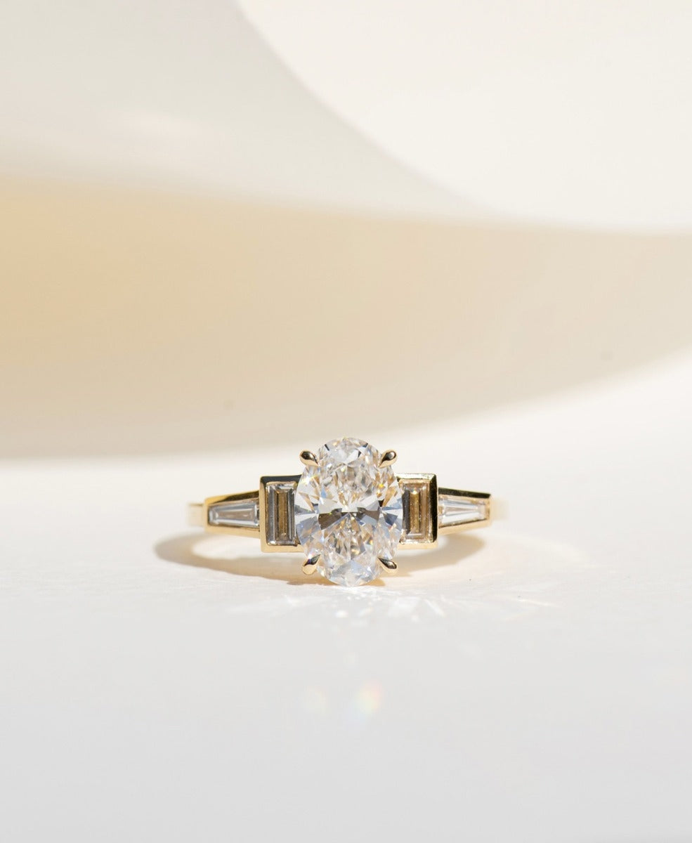 Isadora Engagement Ring - 18k Yellow Gold, Oval Cut Lab Grown Diamond 1.52 carat