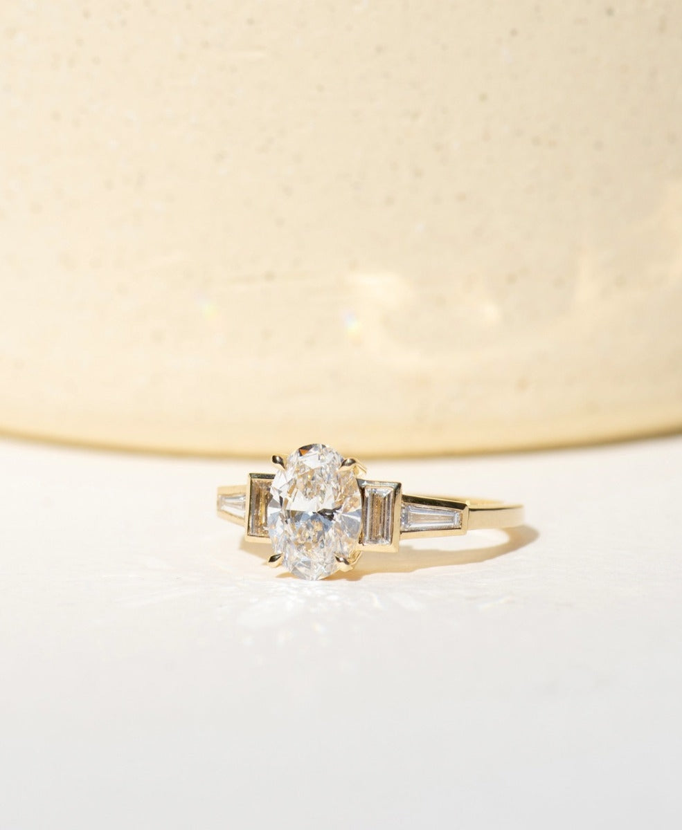 Isadora Engagement Ring - 18k Yellow Gold, Oval Cut Lab Grown Diamond 1.52 carat