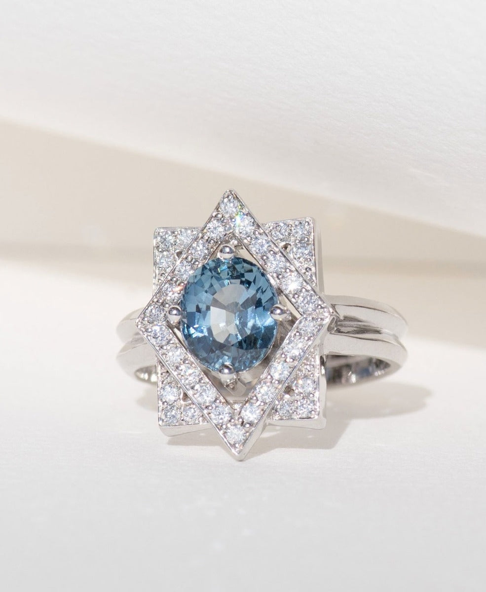 One of a Kind 433 - 18k White Gold, Blue Sapphire