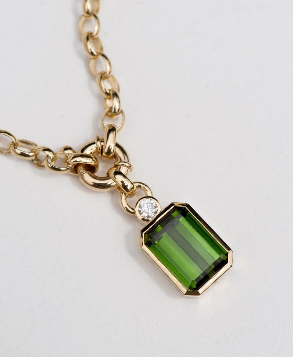 One of a Kind 458 - 18k Yellow Gold, Green Tourmaline