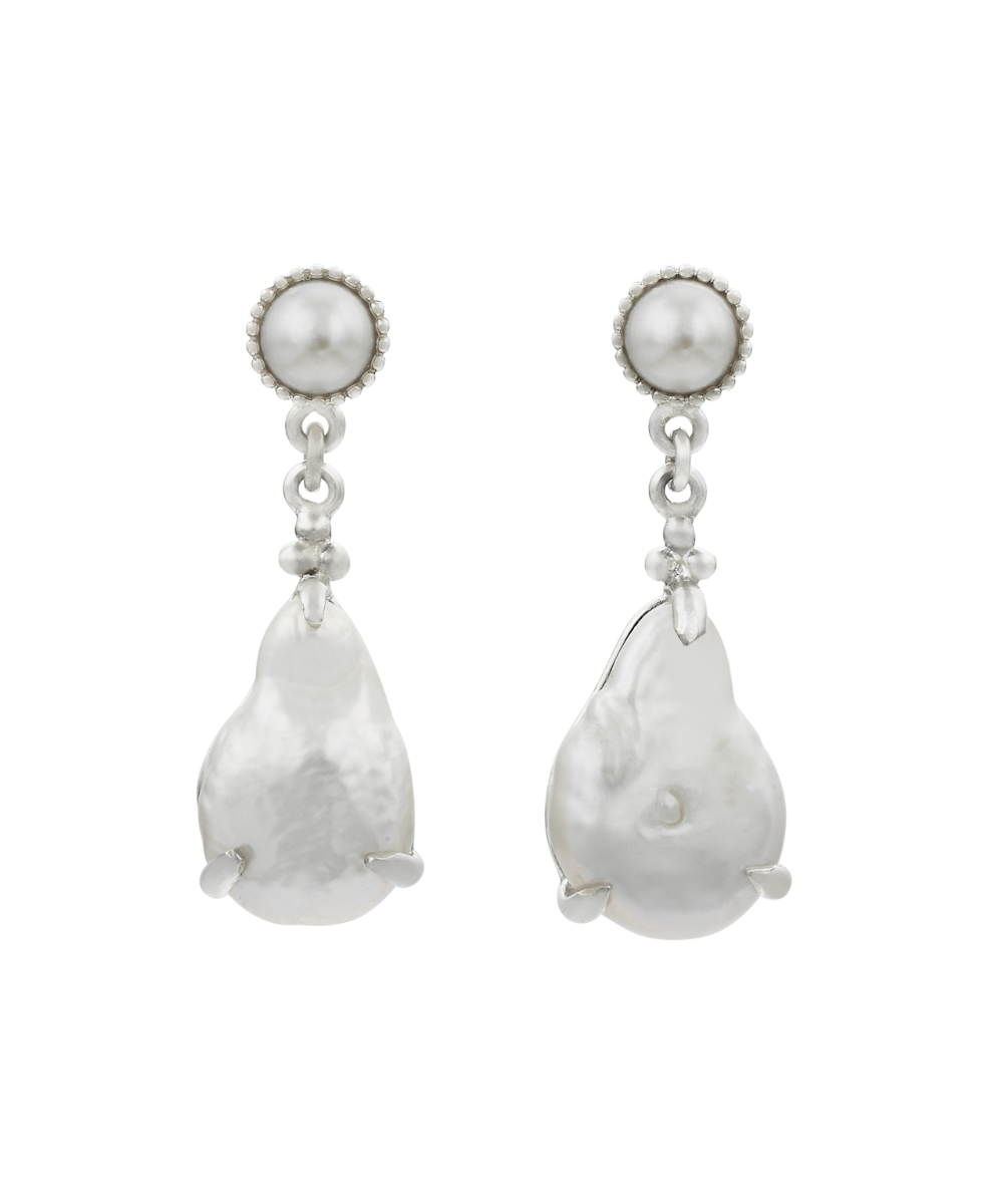 Keshi Pearl Earrings - 925 Sterling Silver, Pearl