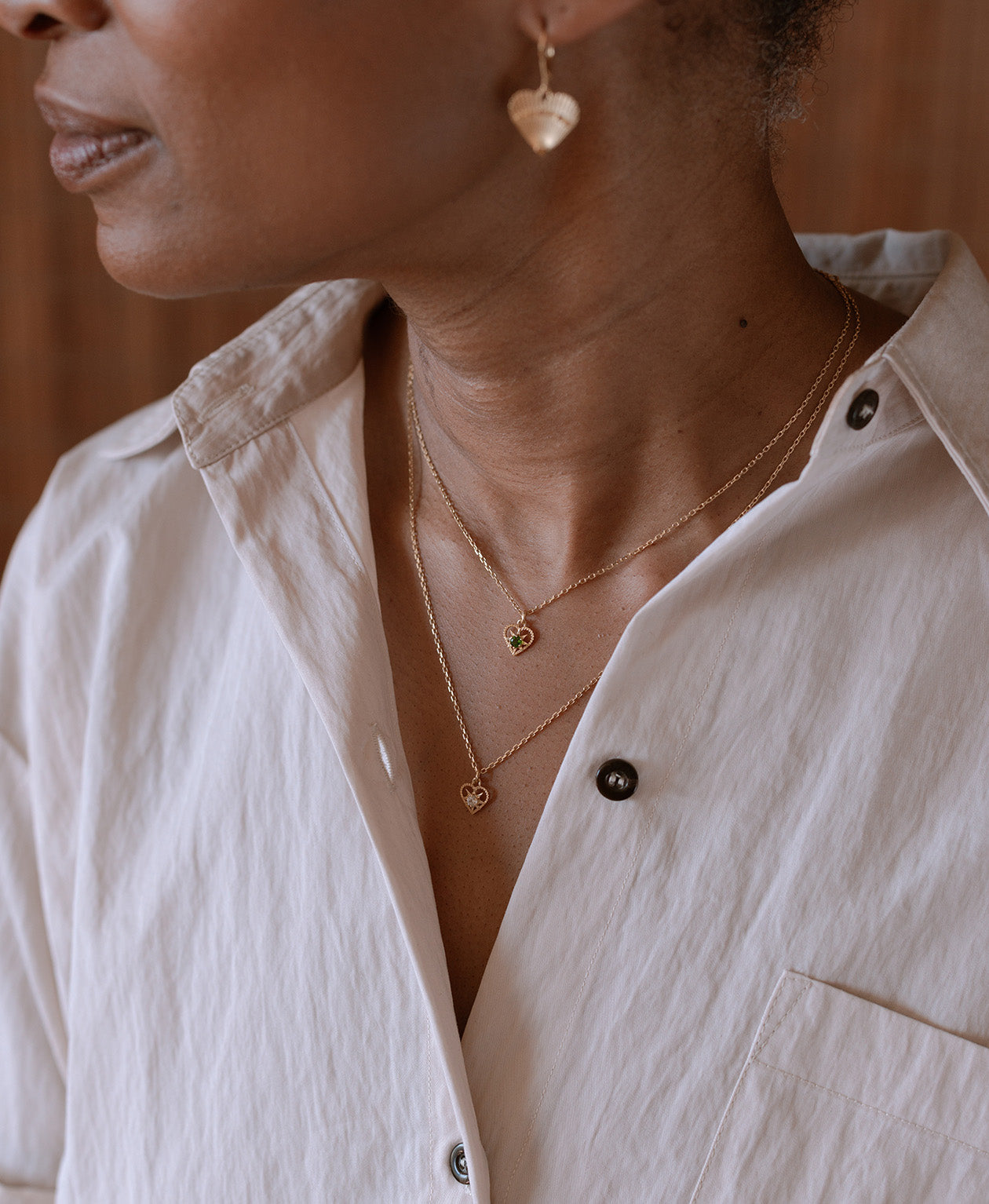 Kind Heart Necklace - 22k Gold Vermeil, Chrome Diopside
