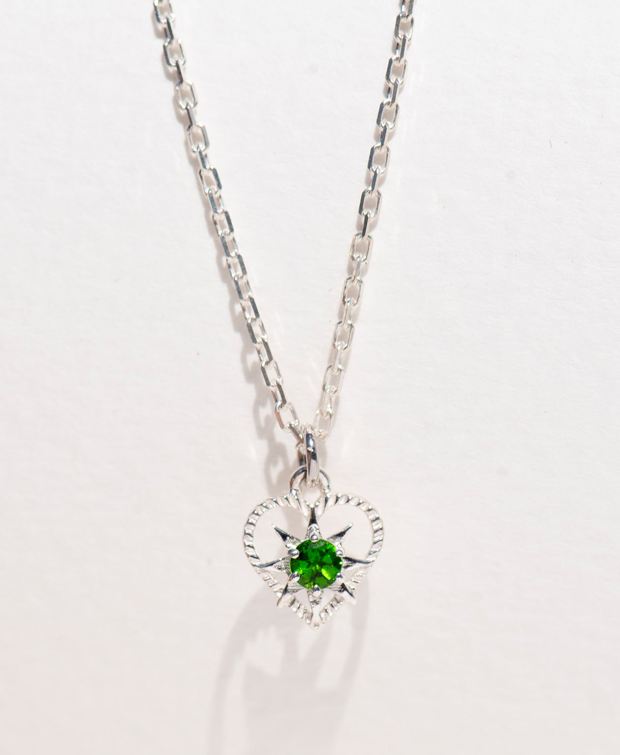 Kind Heart Necklace - 925 Sterling Silver, Chrome Diopside