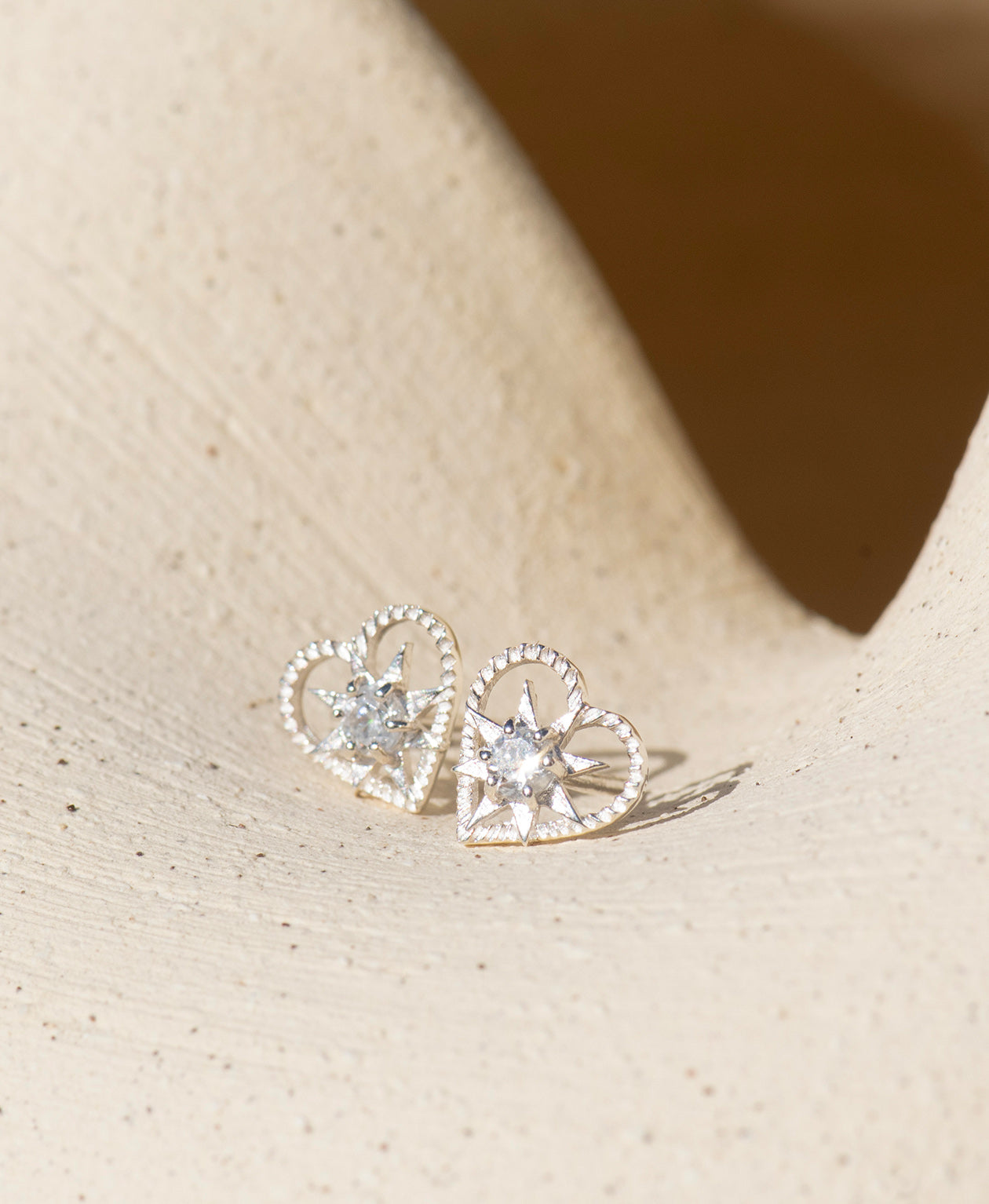 Kind Heart Earrings - 925 Sterling Silver, White Zircon